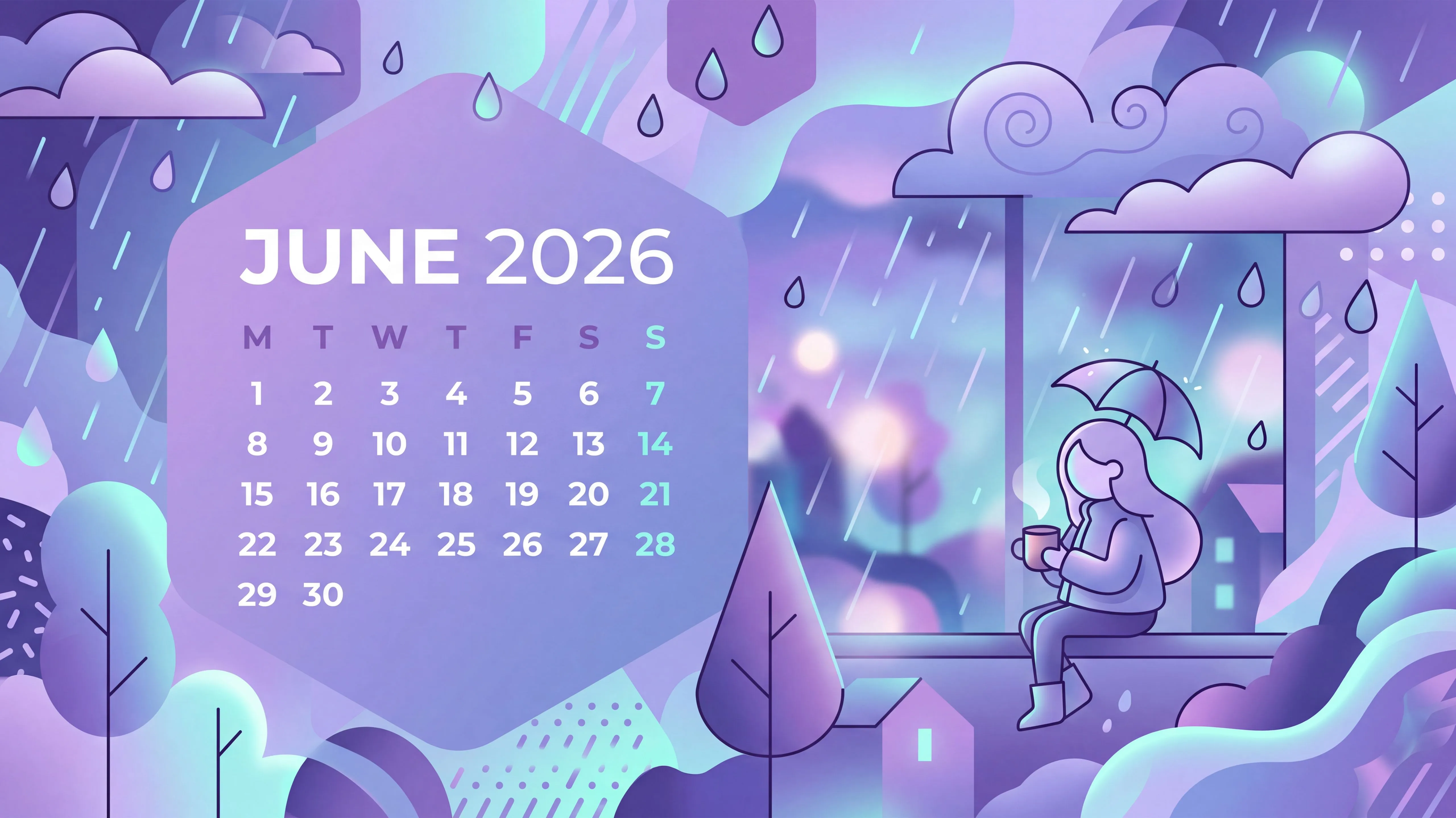 June 2026 Calendar 4K Wallpaper