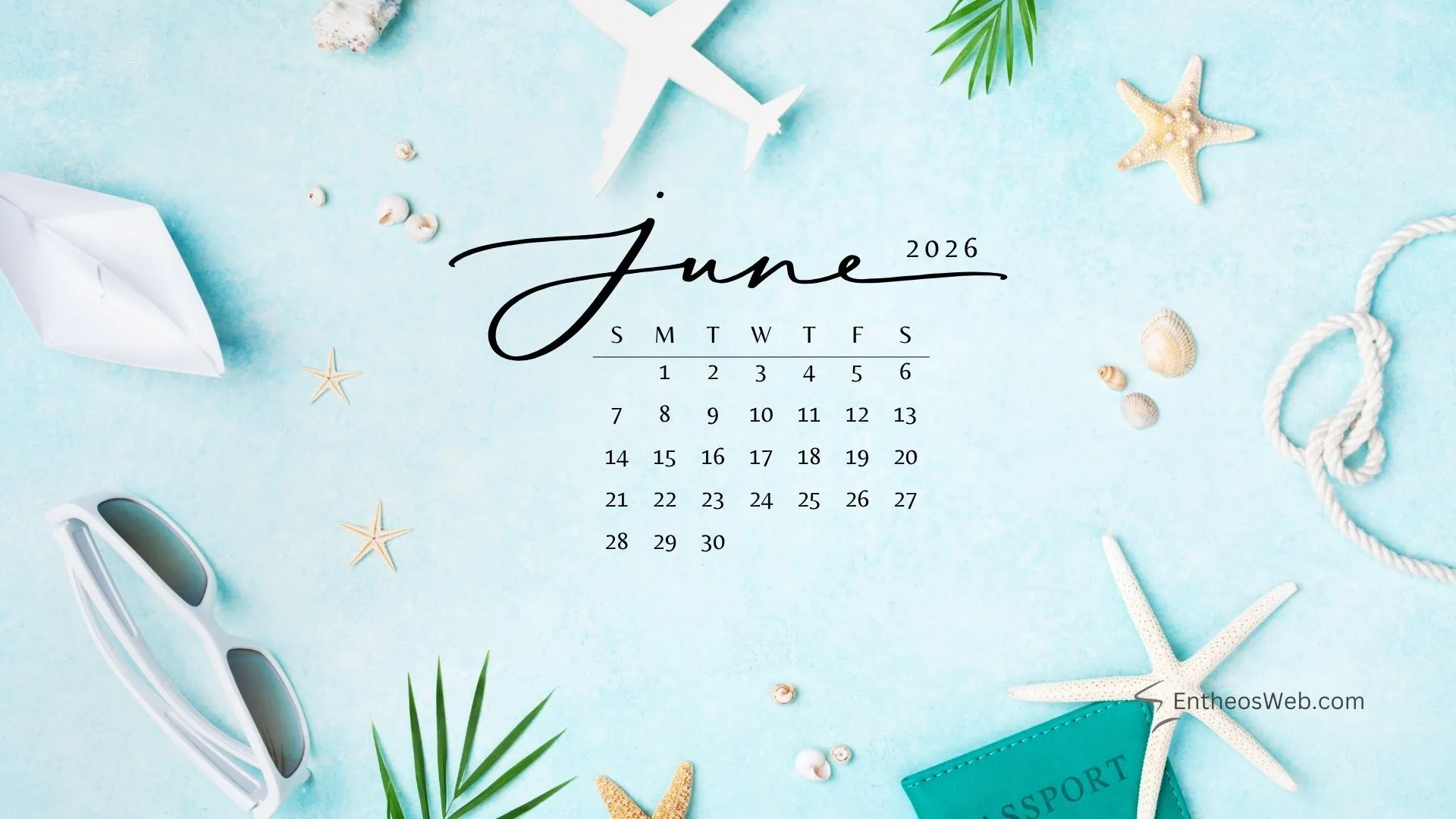 June Calendar Desktop Wallpaper Background for 2026