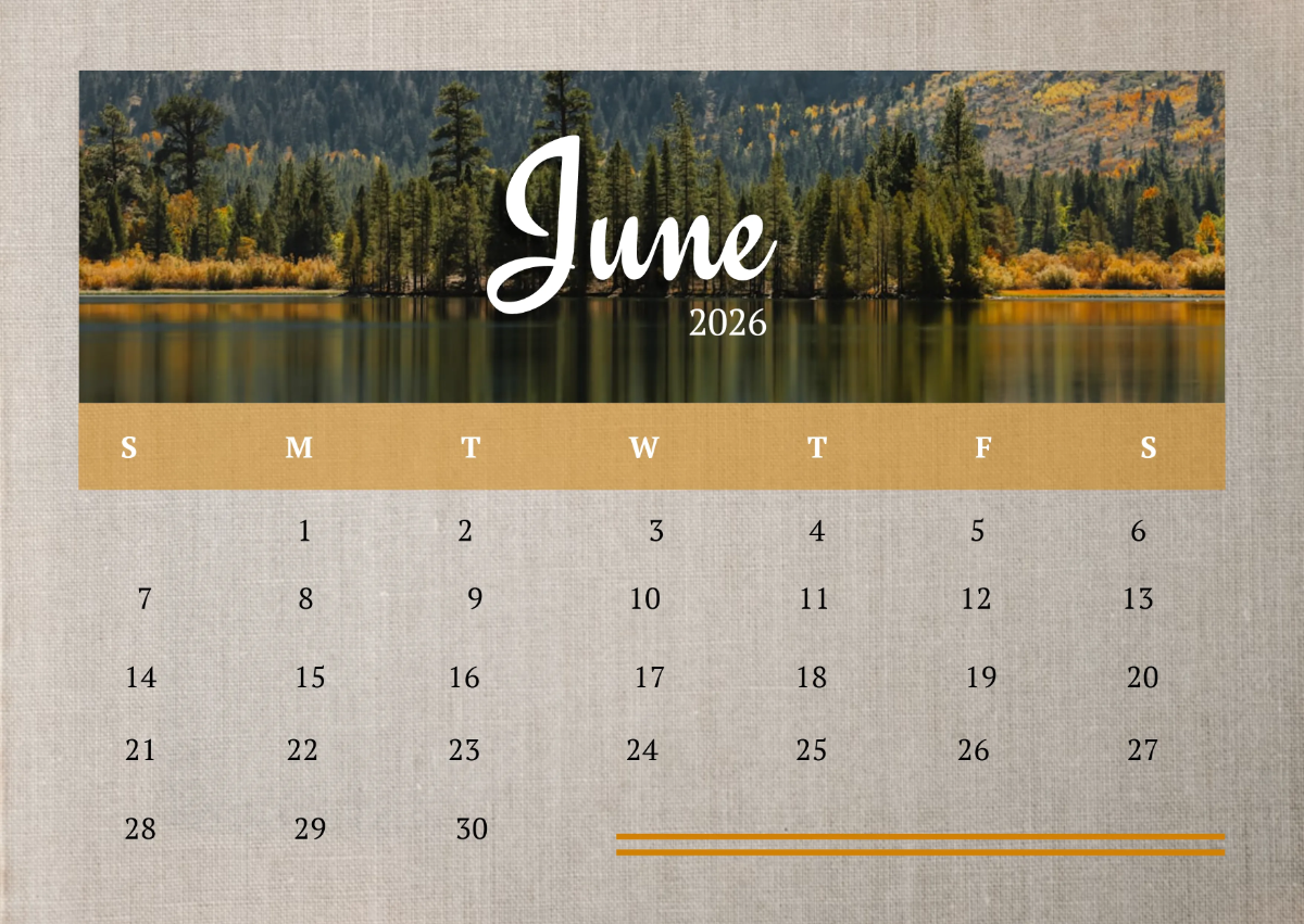 Free June 2026 Scenery Calendar to Edit Online