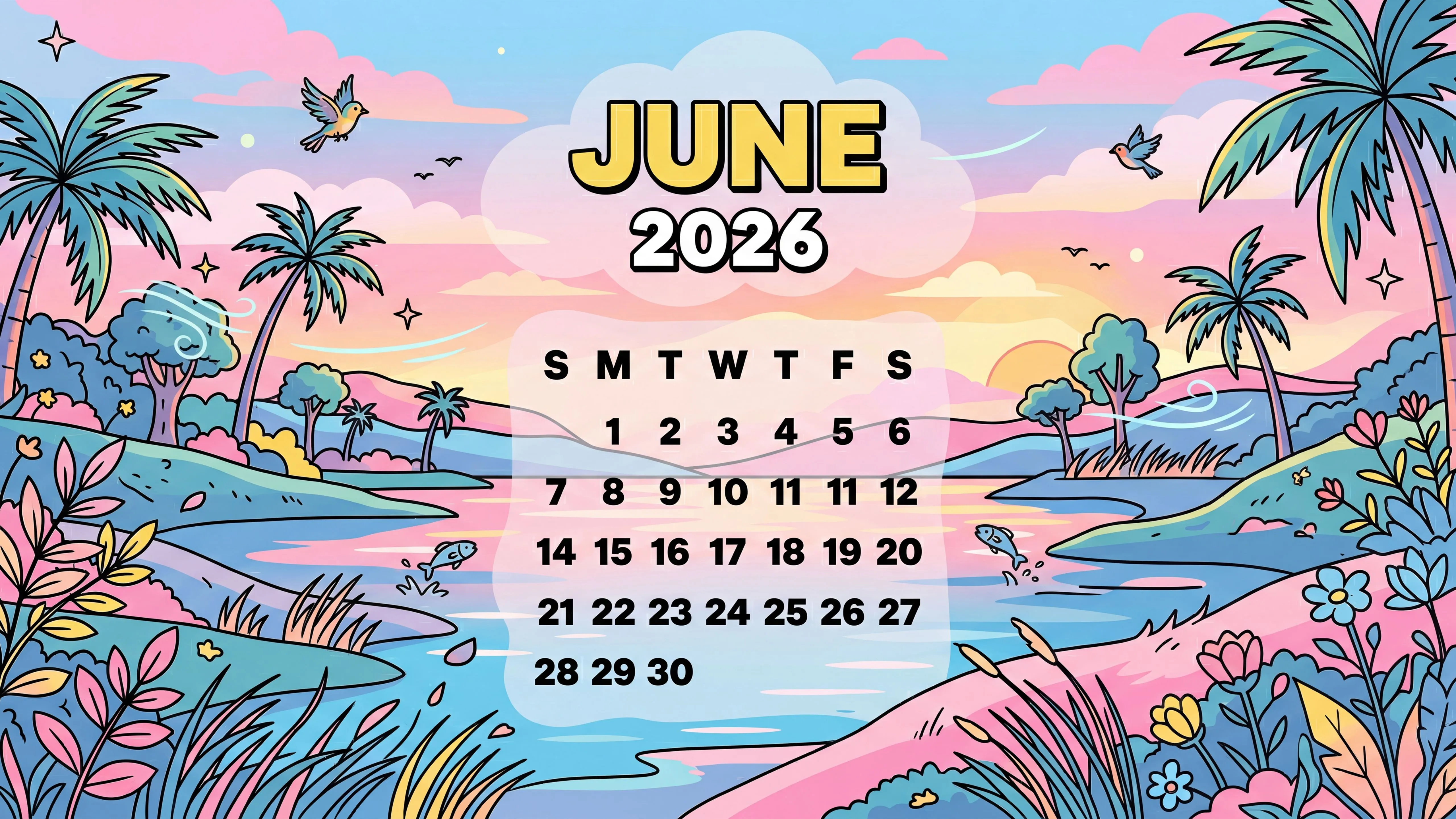 June 2026 Calendar 4K Wallpaper