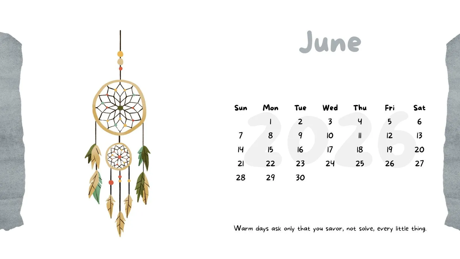 Free printable, custom June 2026 calendar