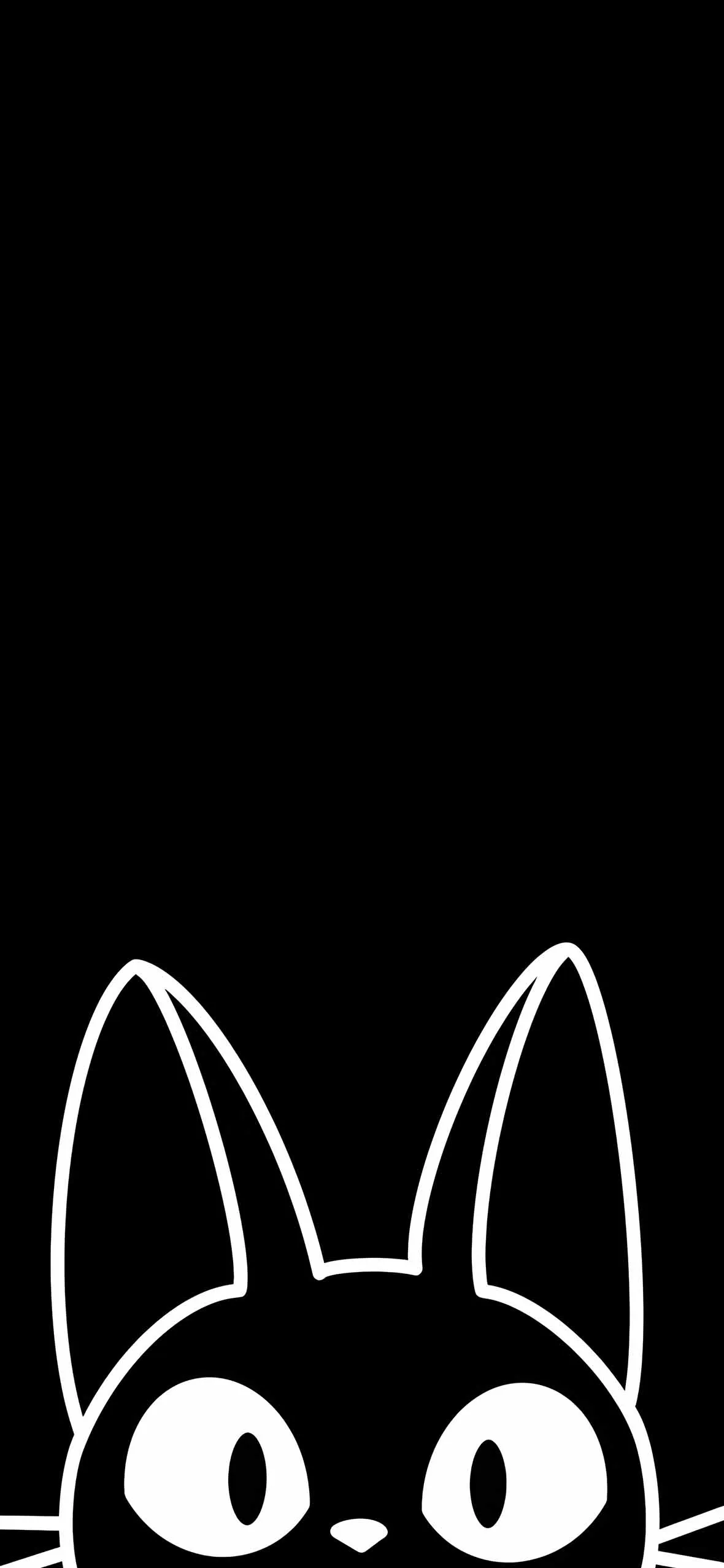 Black Cat Ears Peeking Minimalist Wallpaper HD Wallpaper