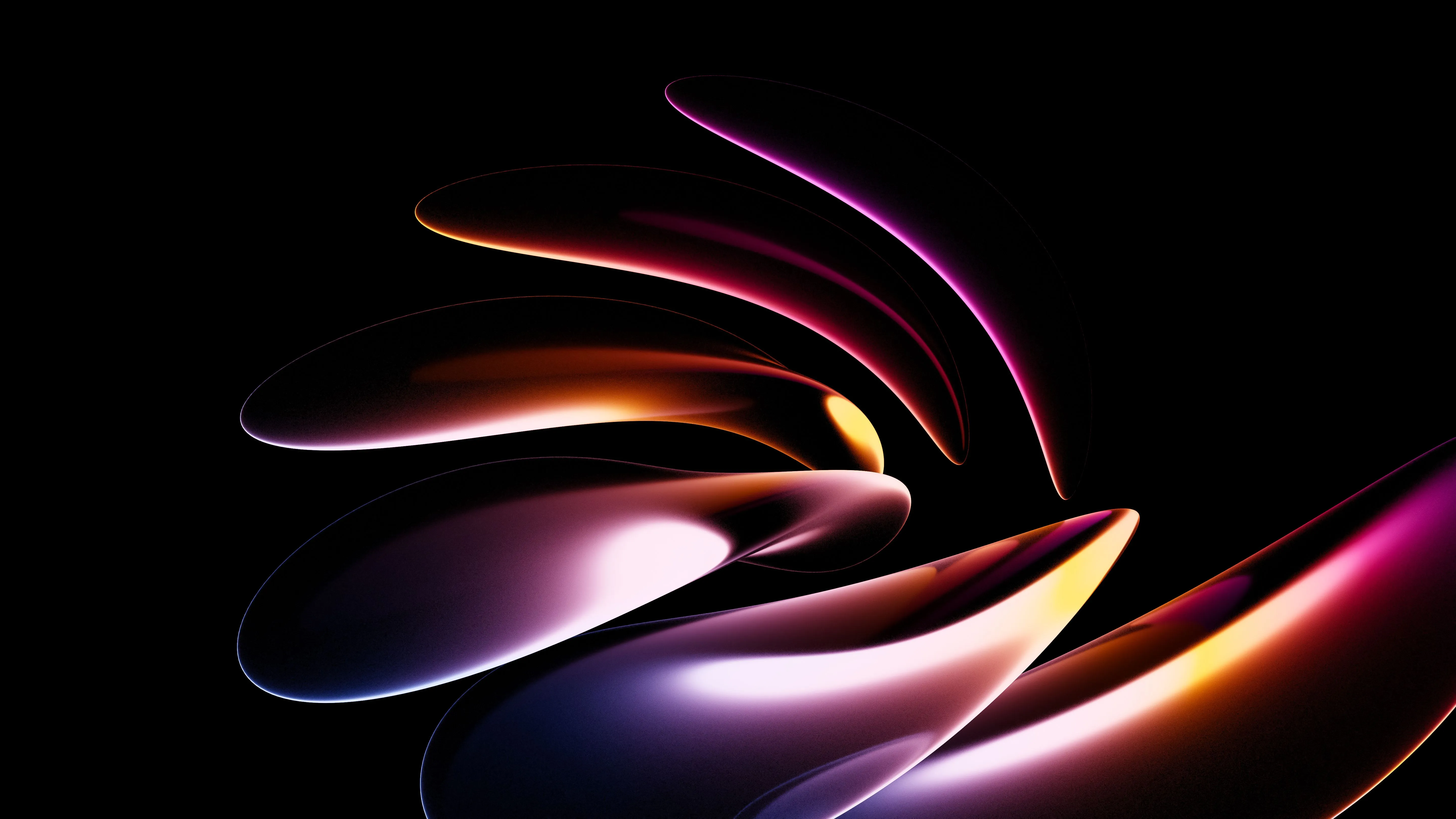 Dark aesthetic Wallpaper 4K, 3D Render, Neon glow, Fluidic