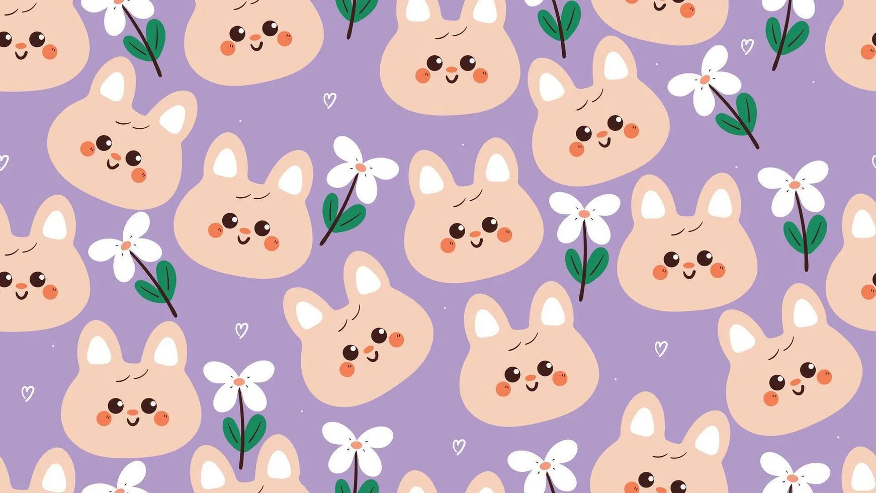 cute seamless pattern cartoon bunny with flowers. cute animal background pattern for desktop wallpaper