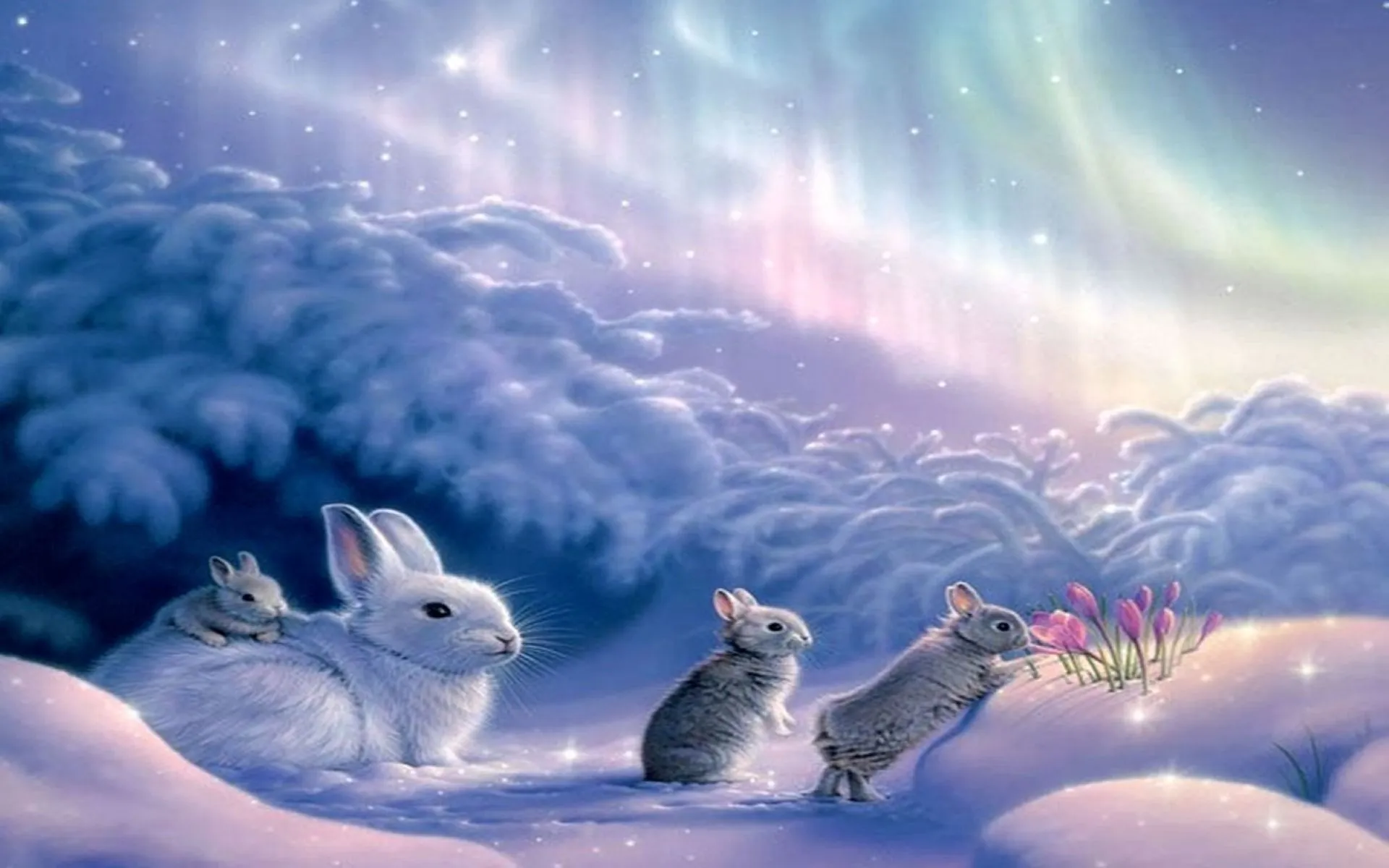 Desktop wallpaper: Animal, Artistic, Bunny, Rabbit, Snow, Winter 4K free download for PC. 1500372