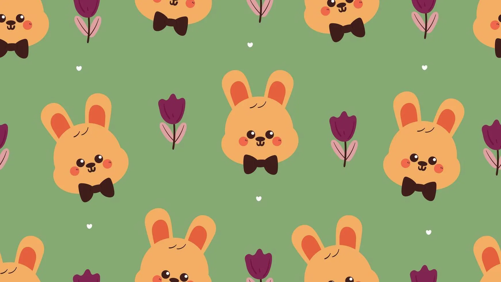 cute hand drawn cartoon bunny and flower background pattern for desktop wallpaper