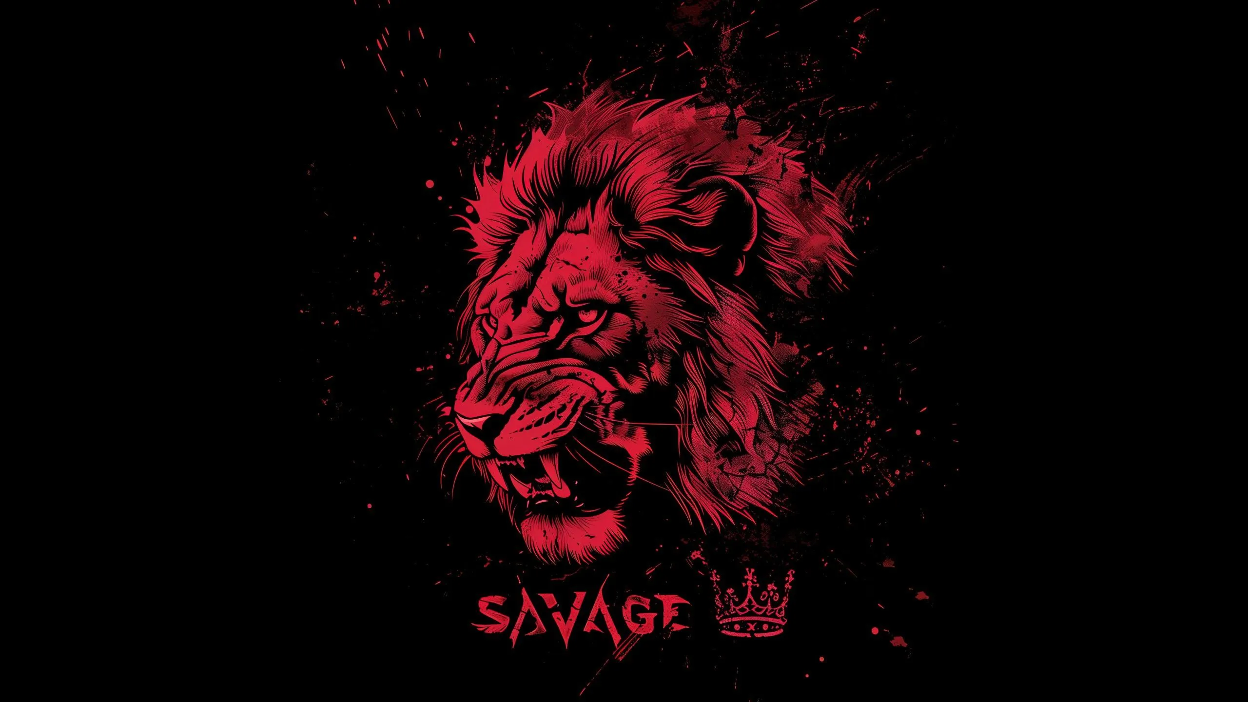 Lion Savage Dark Red 5K Wallpaper
