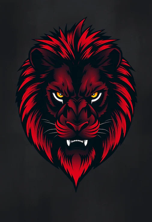 Roaring lion mascot red Image