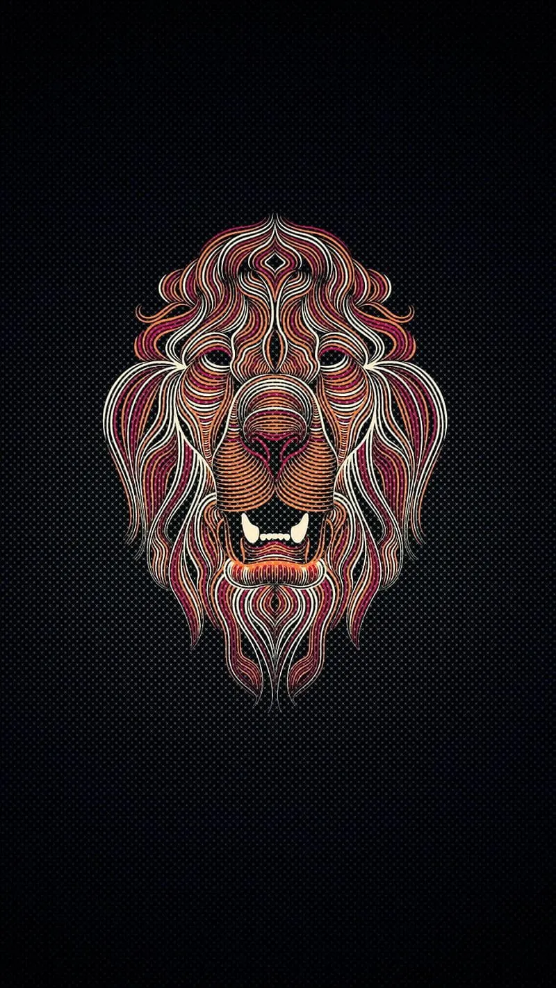 Unique lion, tattoo, cool, red, black, drawings, textures, HD phone wallpaper