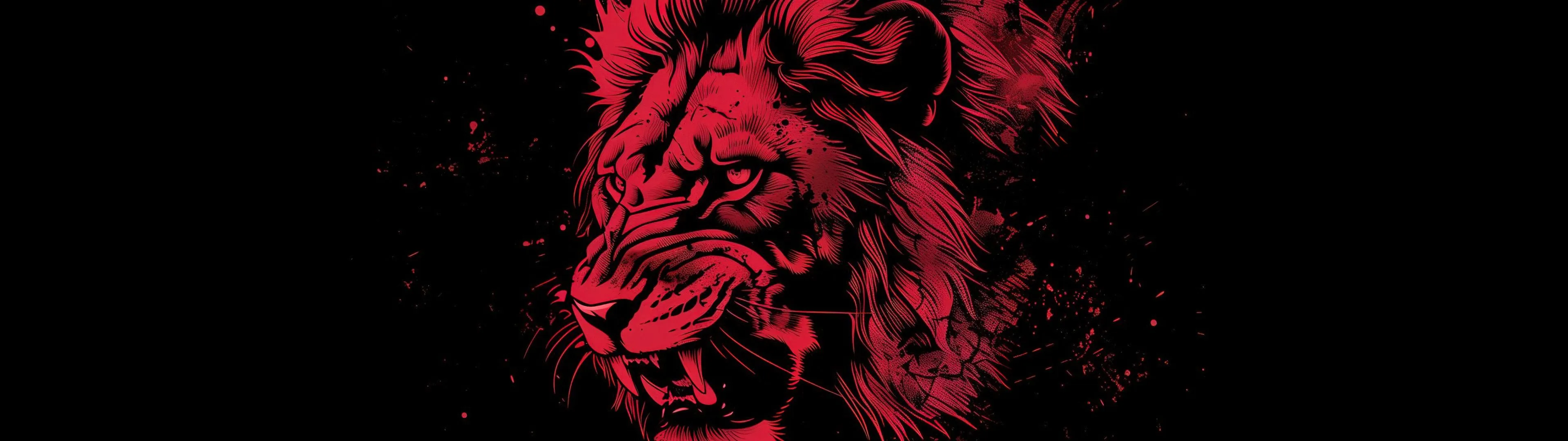 Lion Savage Dark Red 5K Wallpaper
