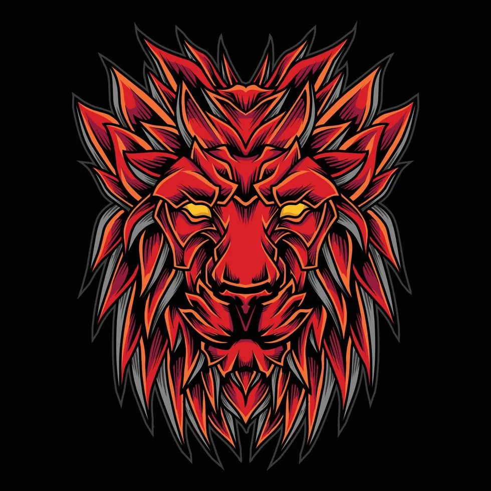 Red Lion Head Logo Illustration