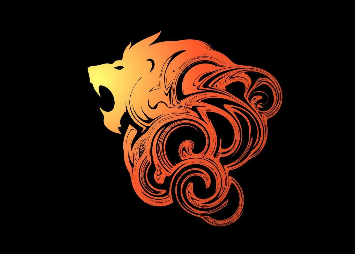 Beautiful Abstract Animal Lion Roar silhouette painting wallpaper or background