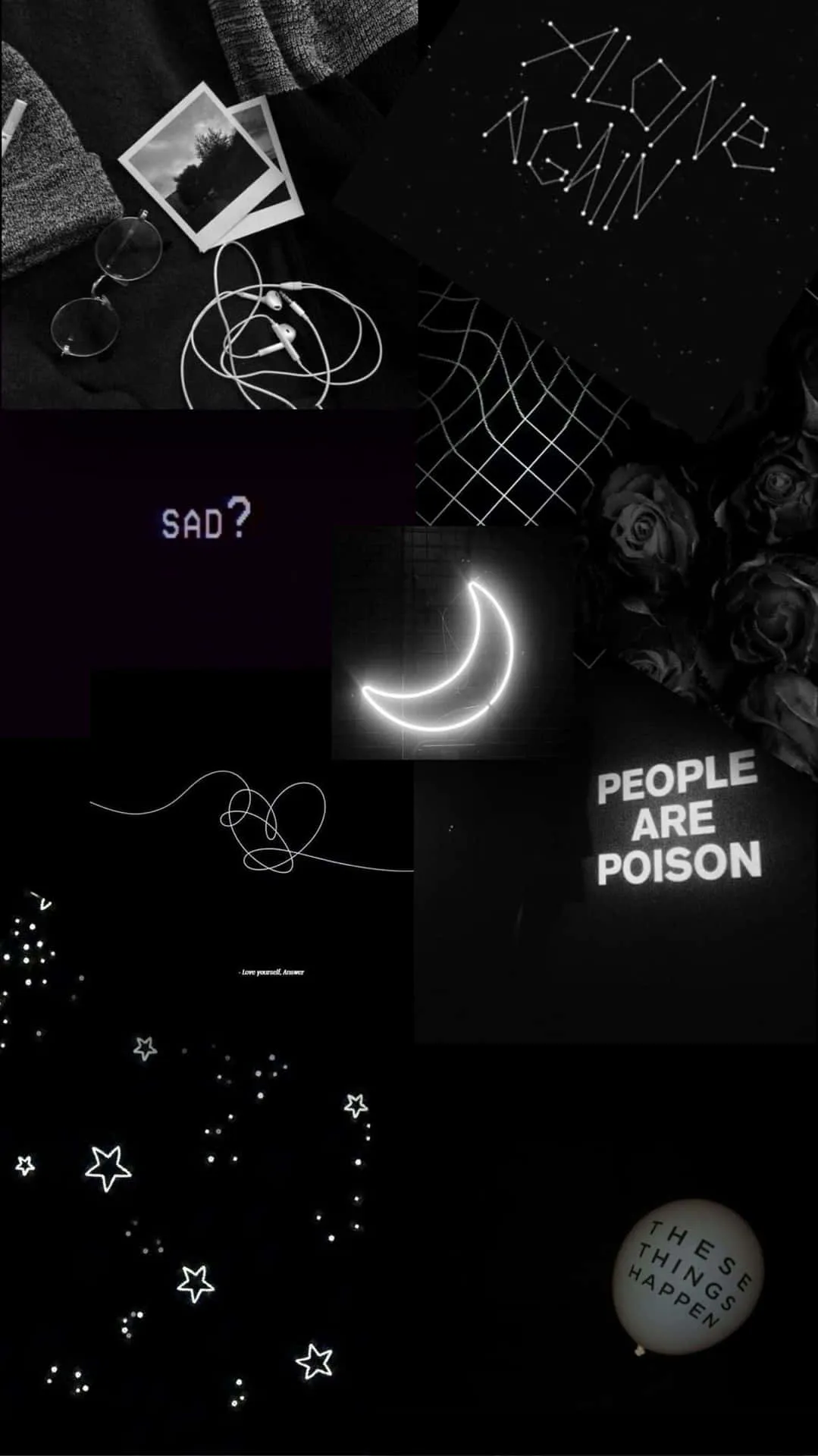 Download Dark Black Aesthetic Collage Poster Background