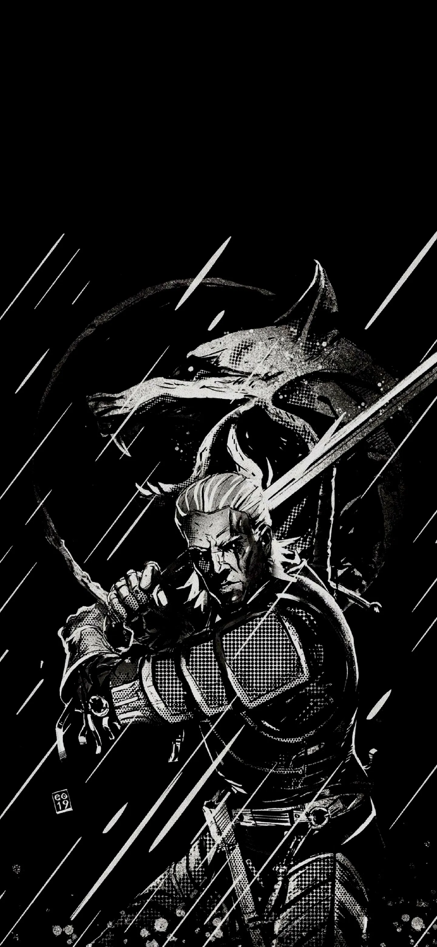 Wallpaper Black and White The Witcher Art, The Witcher 3 Wild Hunt, Geralt of Rivia, Alternative Movie Posters, Art, Background Free Image