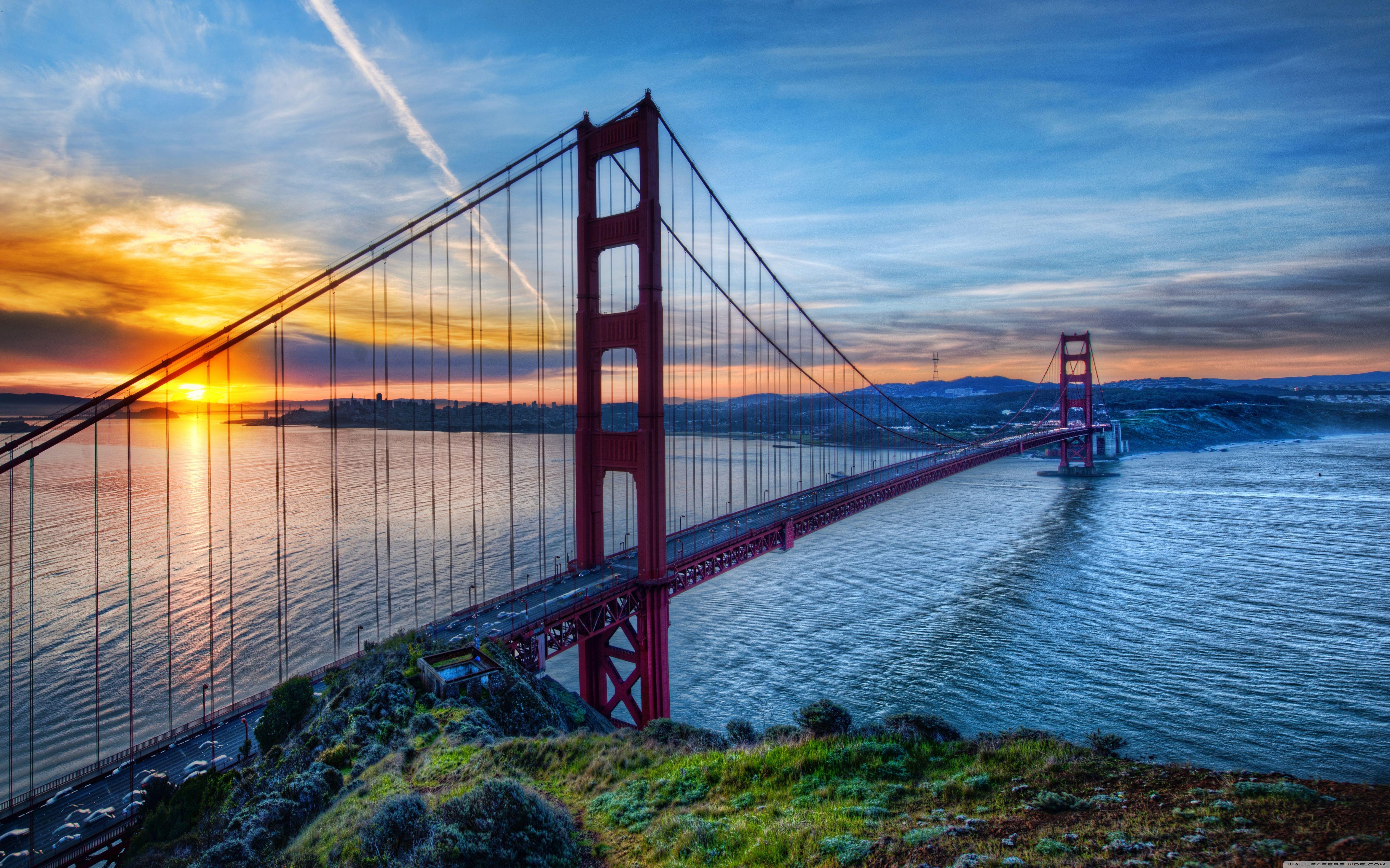 Golden Gate Bridge Wallpaper 4K Lights San Francisco Evening 5442