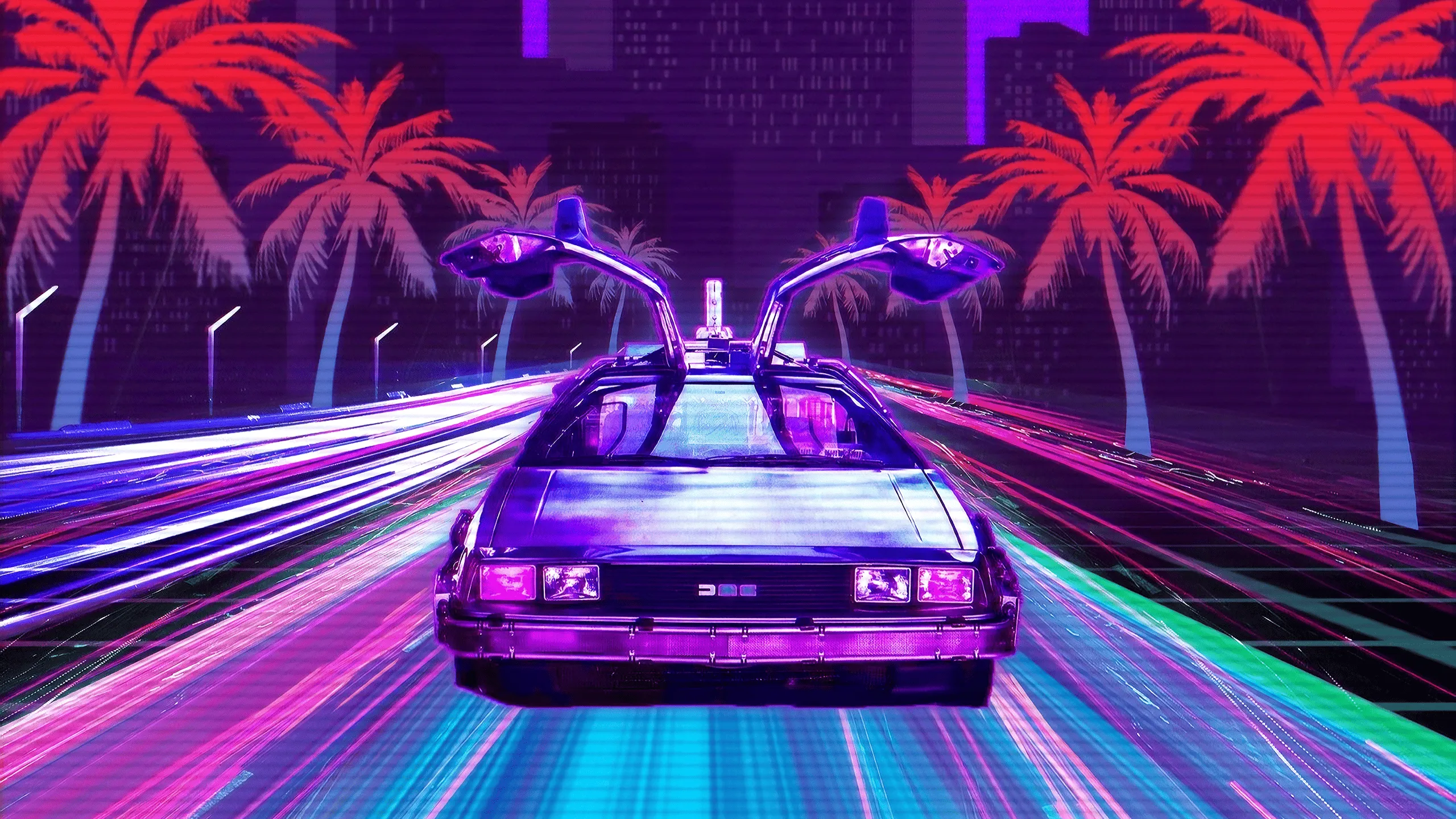 Delorean Neon Cyberpunk Best HD 4K Liquid Glass Wallpaper For MacOS 26 Tahoe And Windows PC Reddit And Tumblr