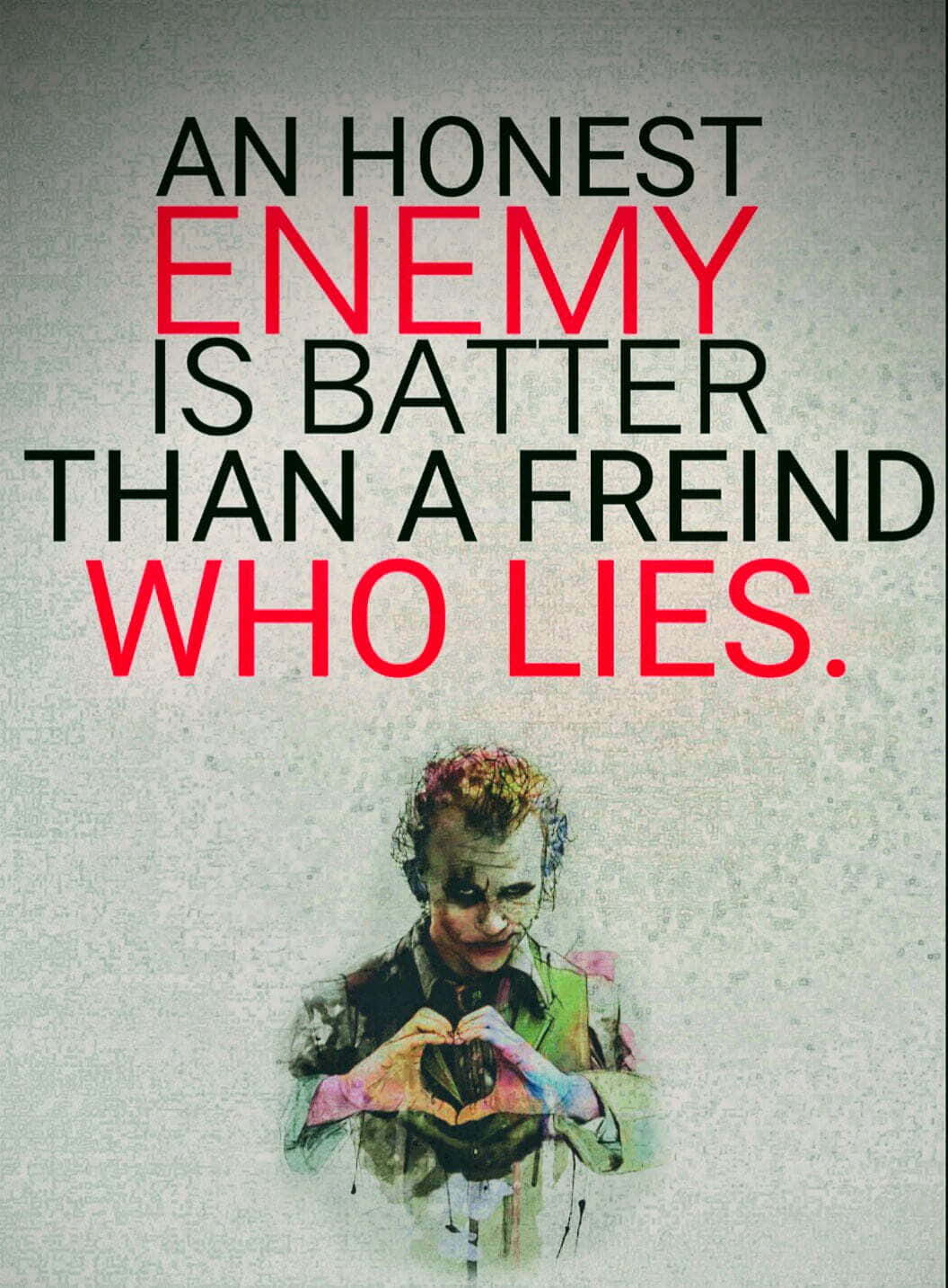 Download The Joker's Intense Gaze and Legendary Quote Wallpaper