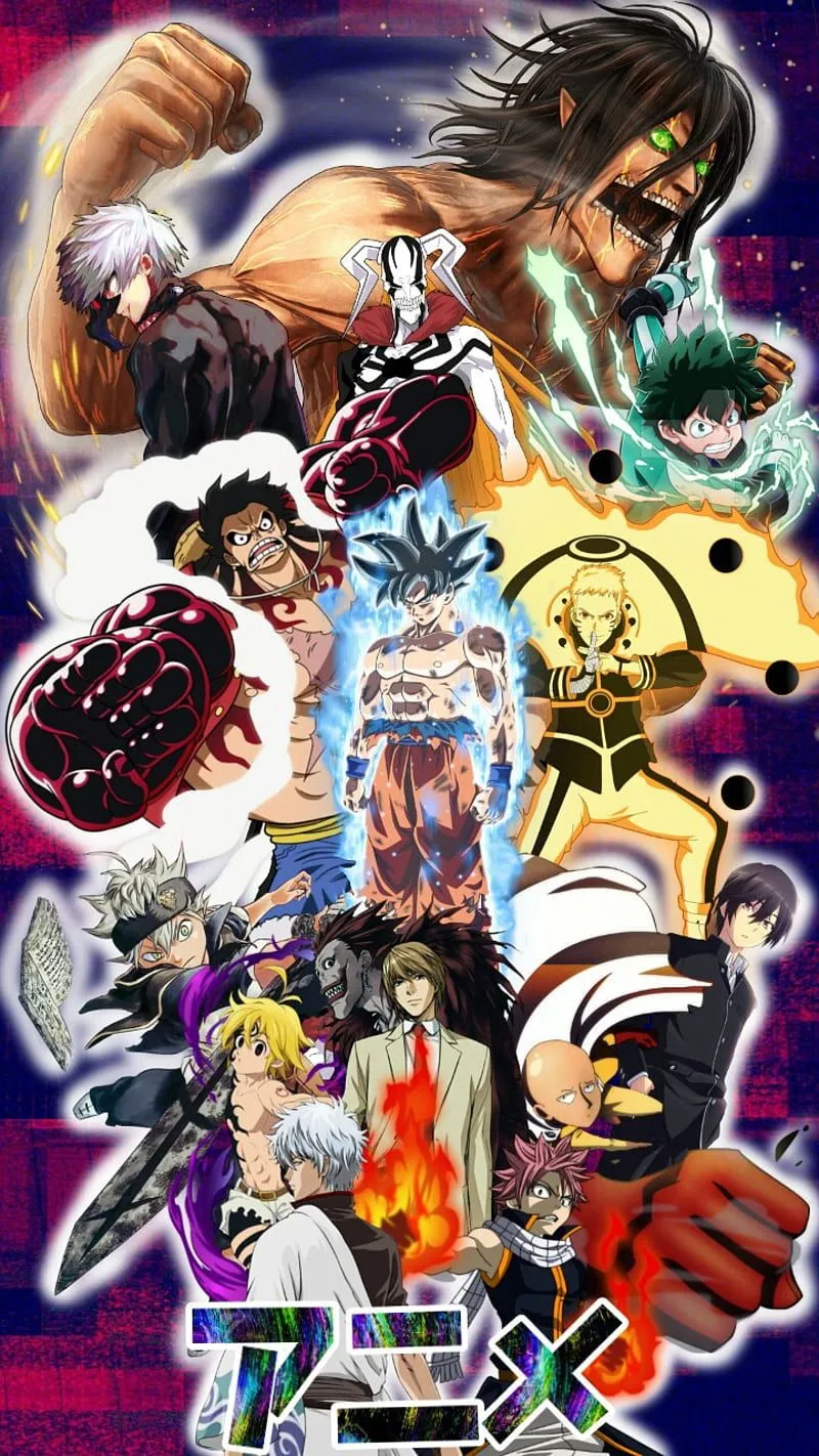 Anime, dragon ball z, naruto, one piece, nanatsu no taizai, boku no hero, shingeki no kyojin, HD phone wallpaper