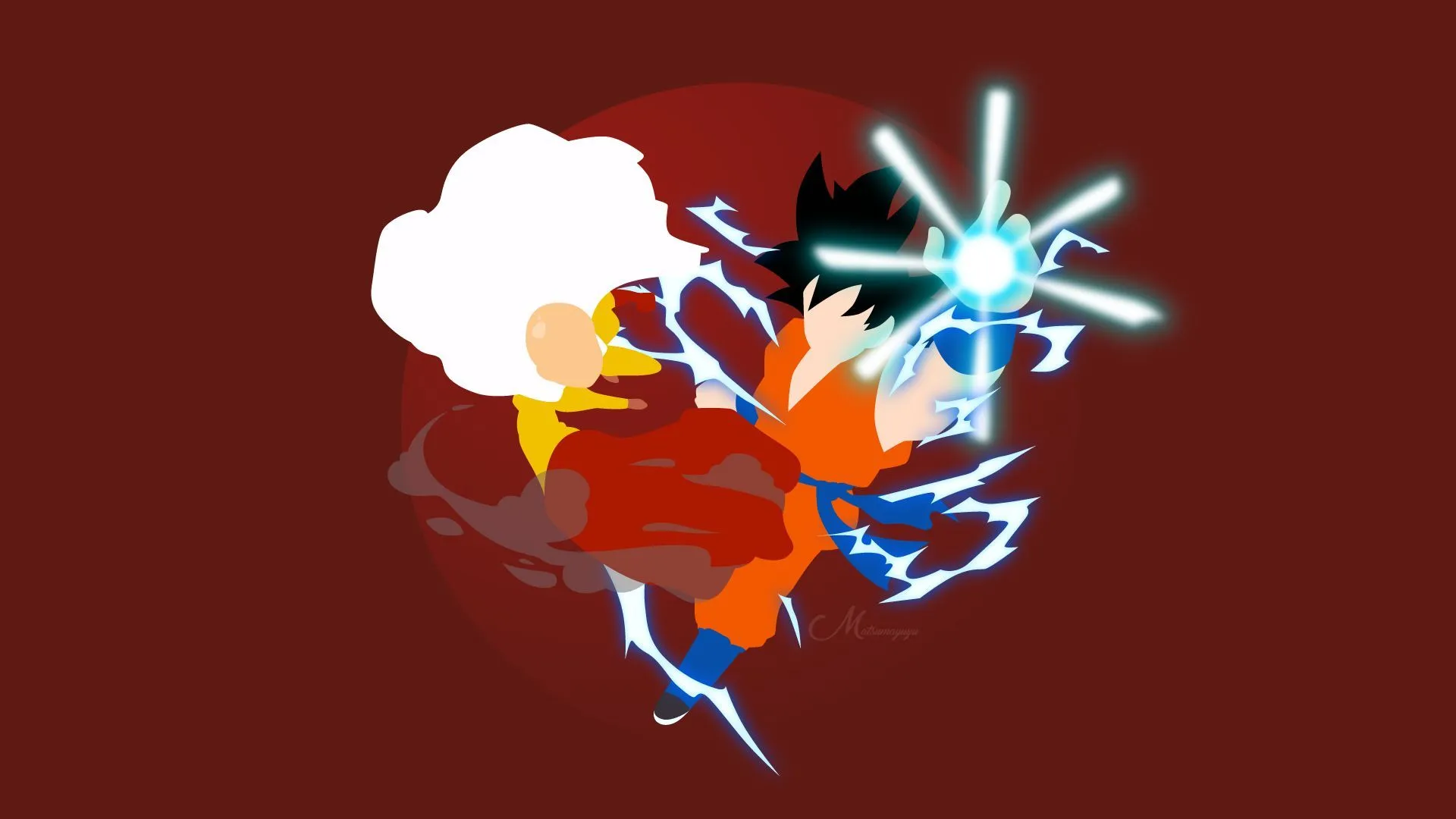 Desktop wallpaper: Saitama (One Punch Man), Anime, Crossover, Dragon Ball, Goku, Minimalist, One Punch Man, Vector 4K free download for PC. 928354