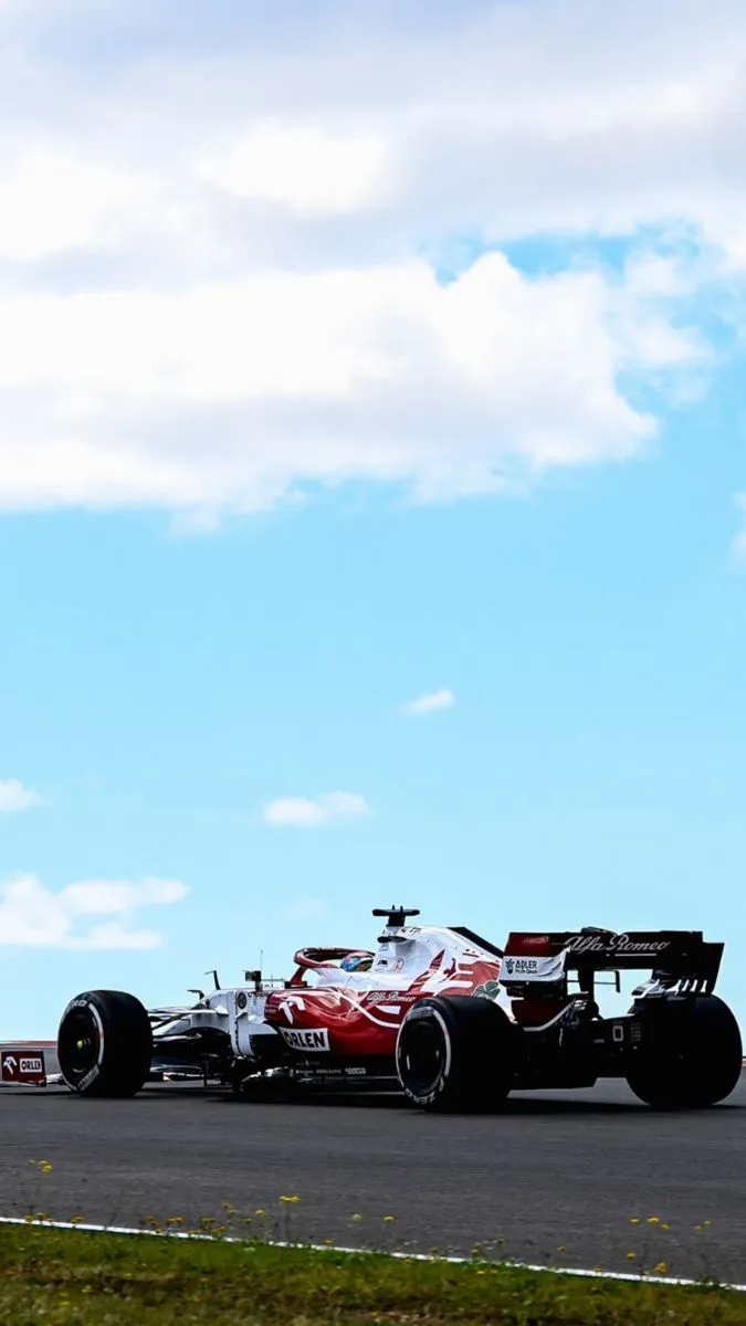 Red and White Race Car on Track. Alfa romeo wallpaper iphone, F1 car side view wallpaper, Alfa romeo poster