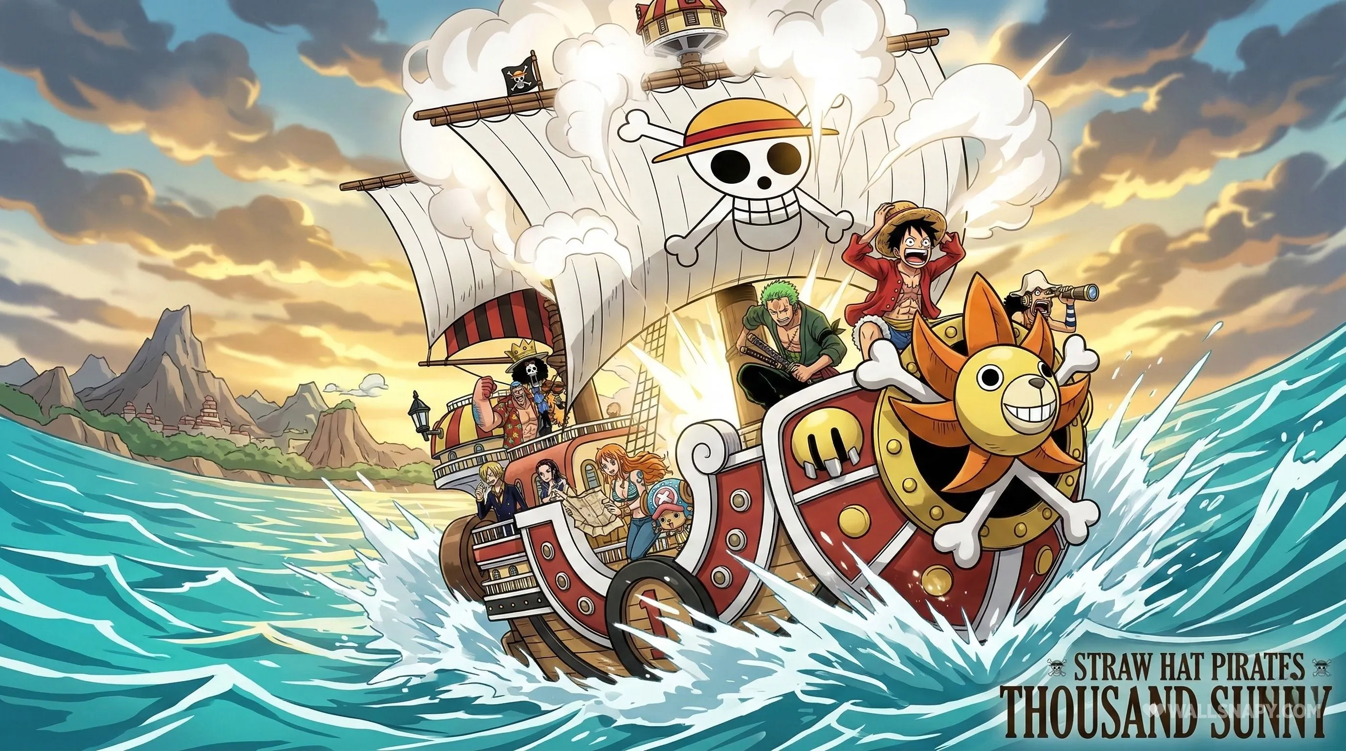 Straw hat pirates thousand sunny ship one piece 4k pc wallpaper