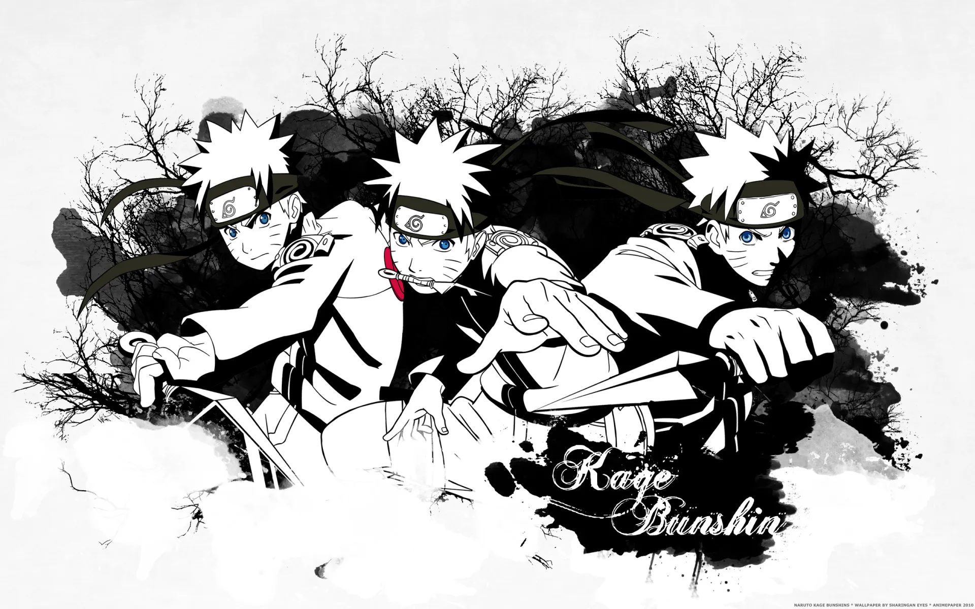 Naruto Uzumaki HD Wallpaper: Epic Anime Action in Black & Whitex1600