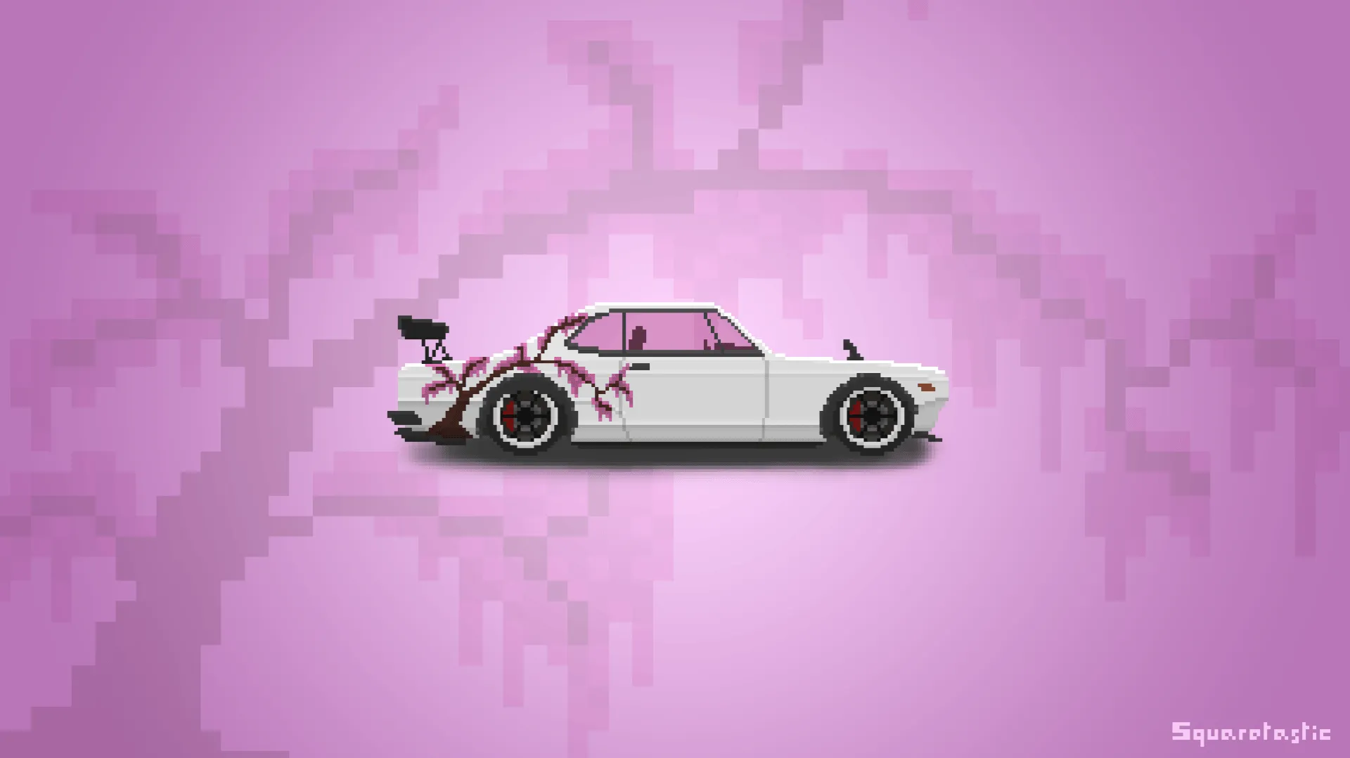 Pixel Bloom: Artistic HD Car Wall Artx1081