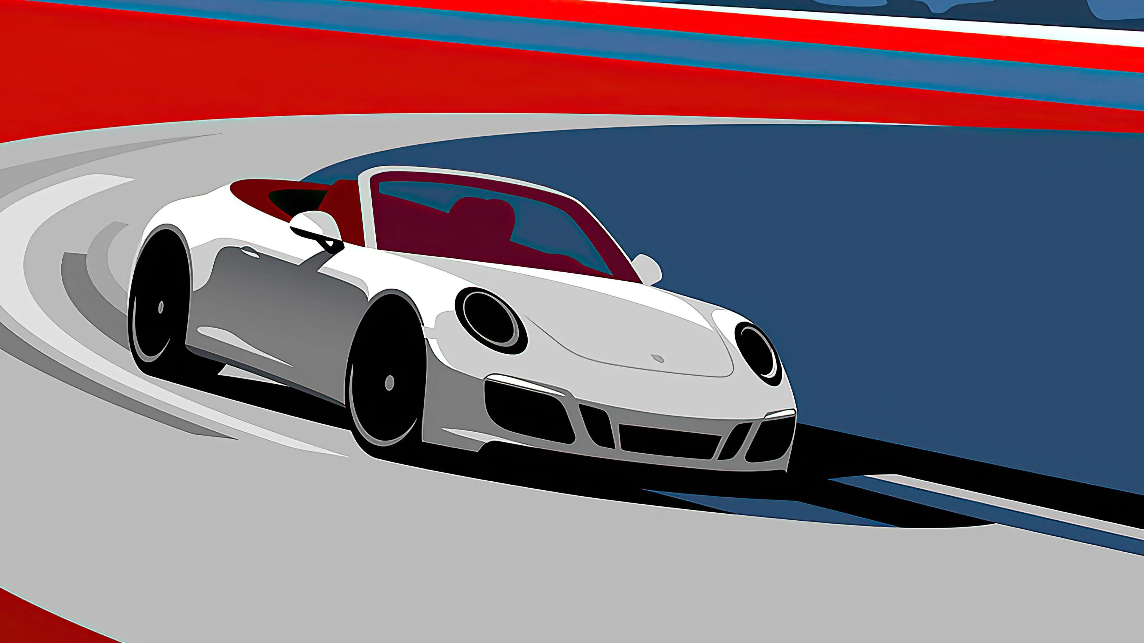 White Porsche Convertible On A Race Track HD Wallpaper