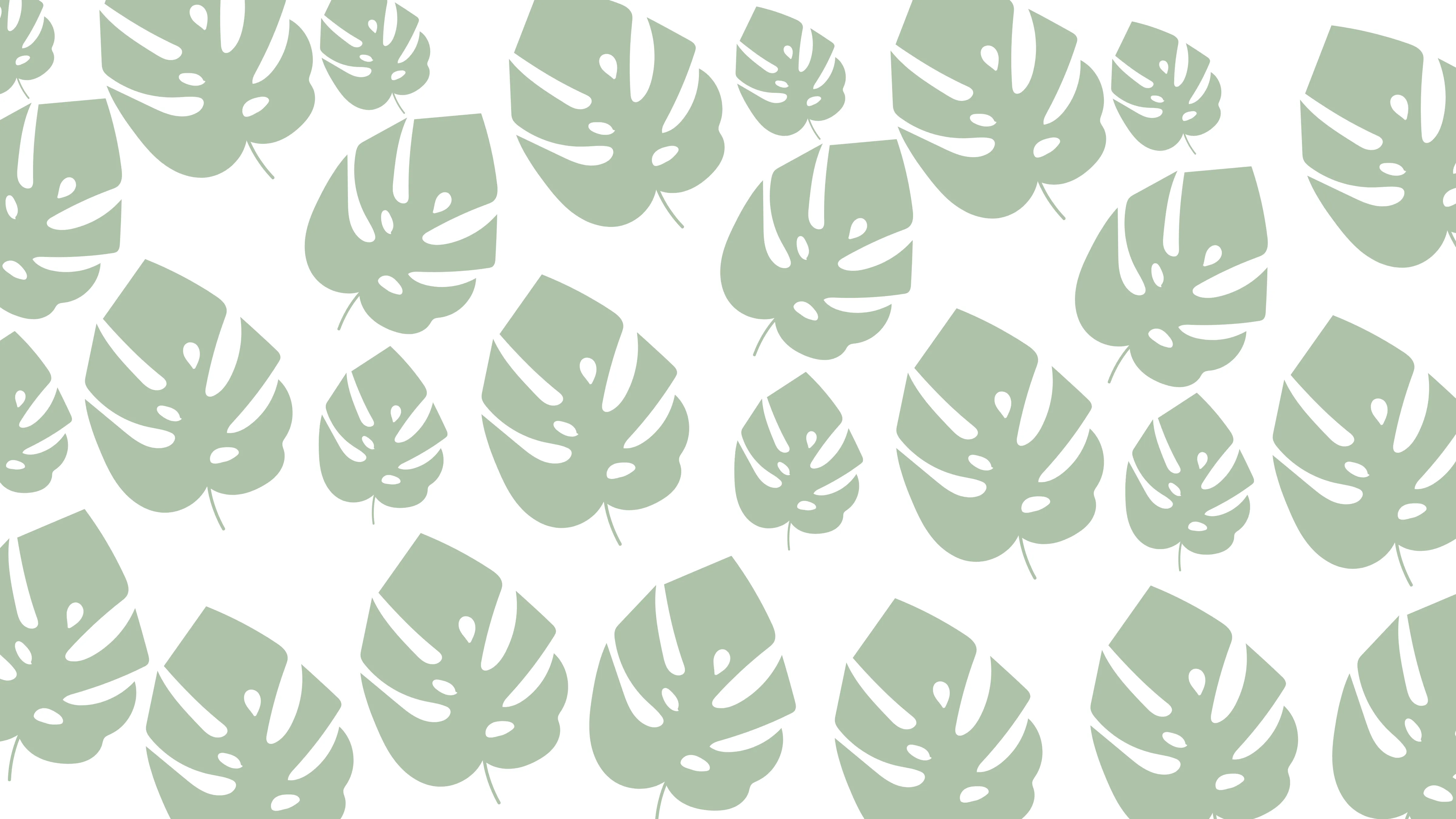 Green Minimal Boho Leaf Desktop Wallpaper