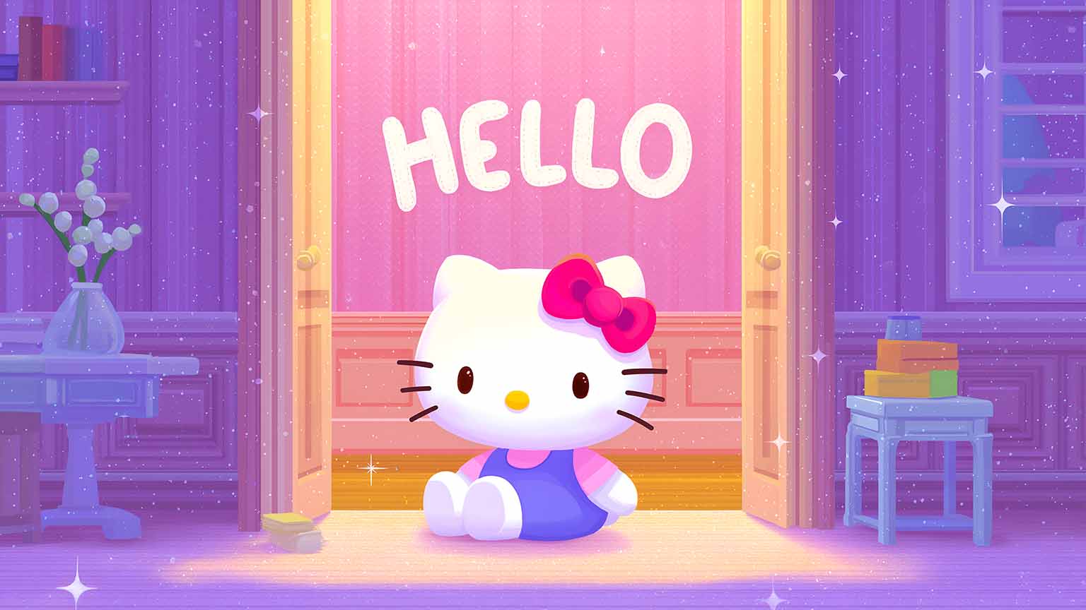 Sparkly Retro Bedroom Aesthetic Cute Kitty Desktop Wallpaper 4k