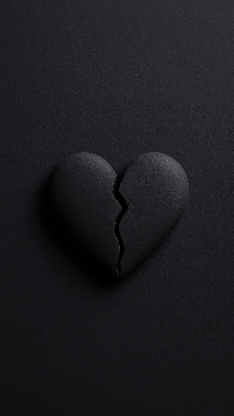 Broken heart necklace black mobile