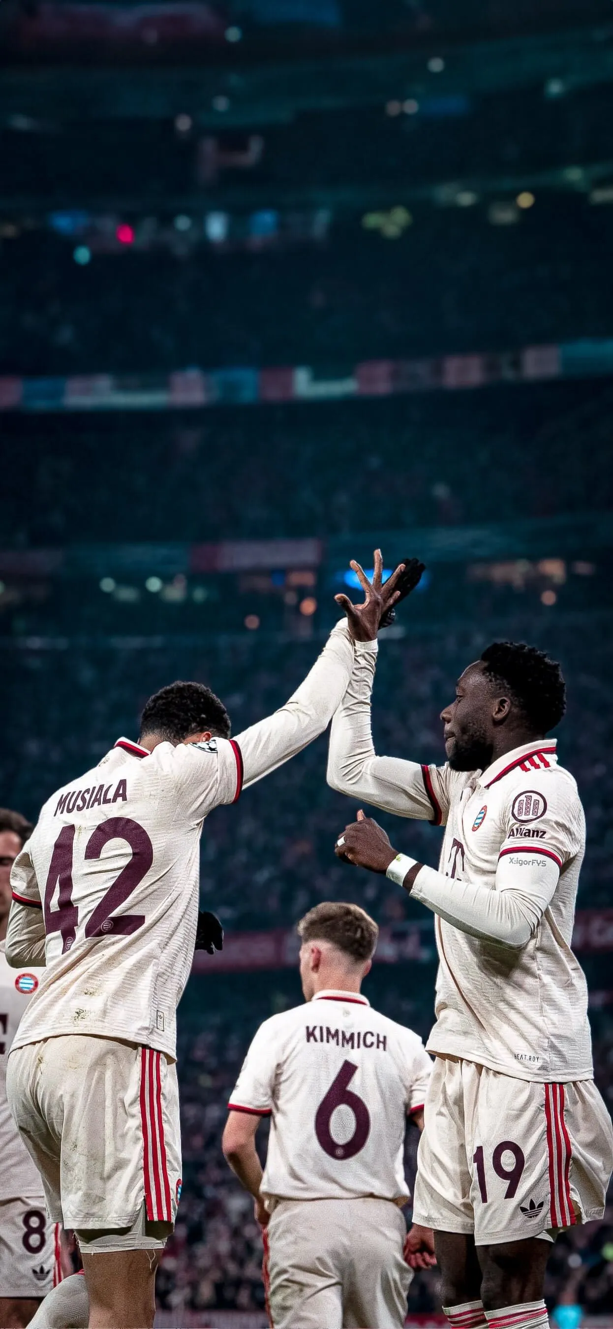 Musiala & Davies celebrate for Bayern Munich Football Wallpaper