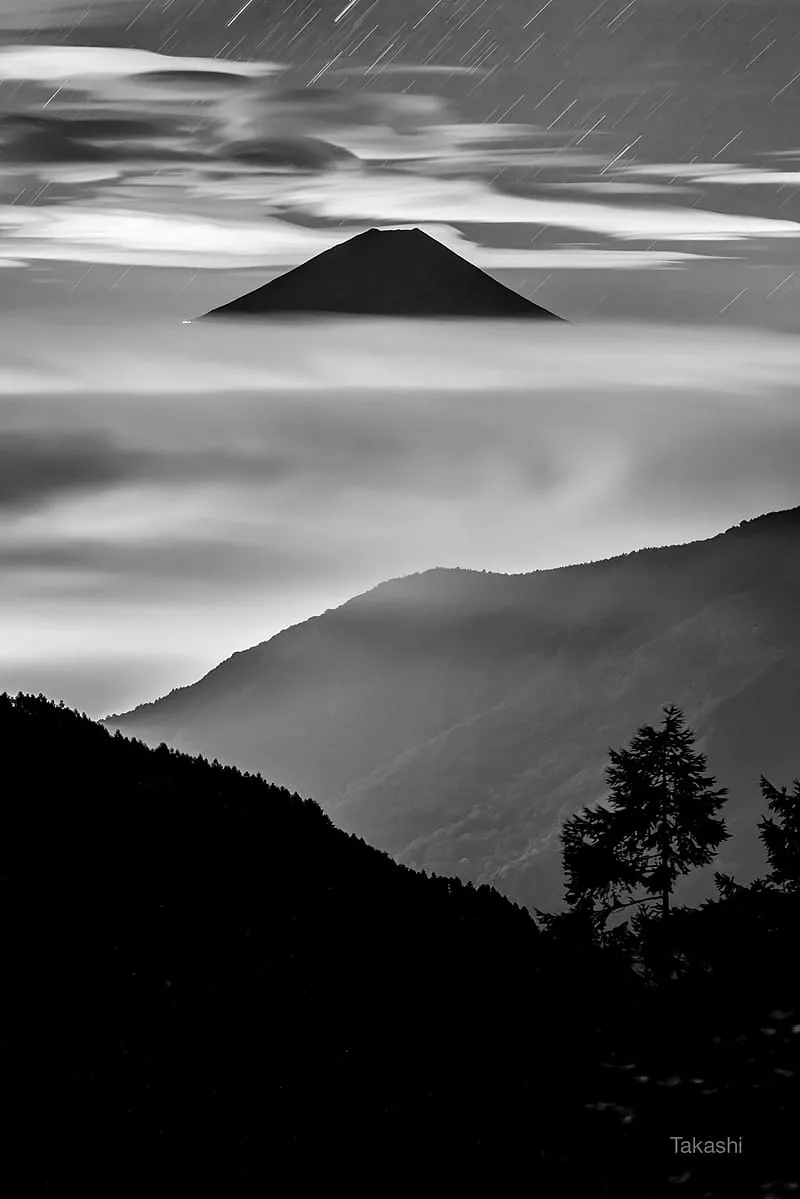 HD mount fuji monochrome wallpaper