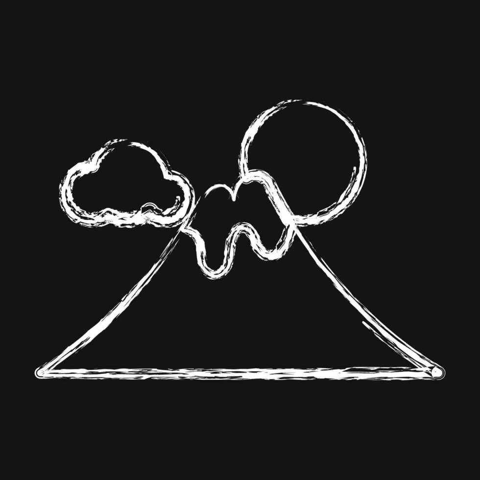 Icon fuji mountain. Japan elements. Icon in chalk style. Good for prints, posters, logo, advertisement, infographics, etc