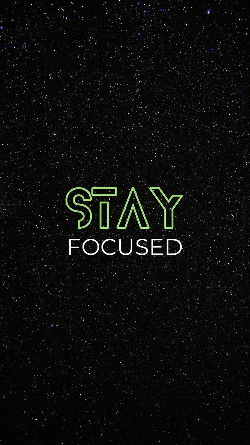 Stay Focused, amoled, black, focus, minimal, motivation, quote, quotes, stars, HD phone wallpaper