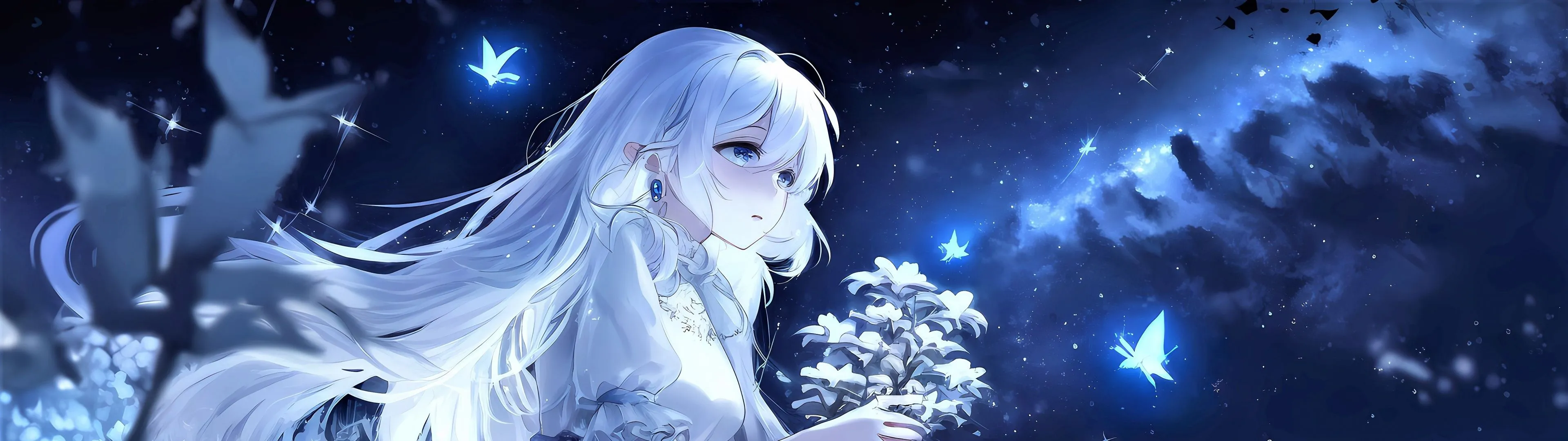 Anime girl Wallpaper 4K, Milky Way, Dream girl