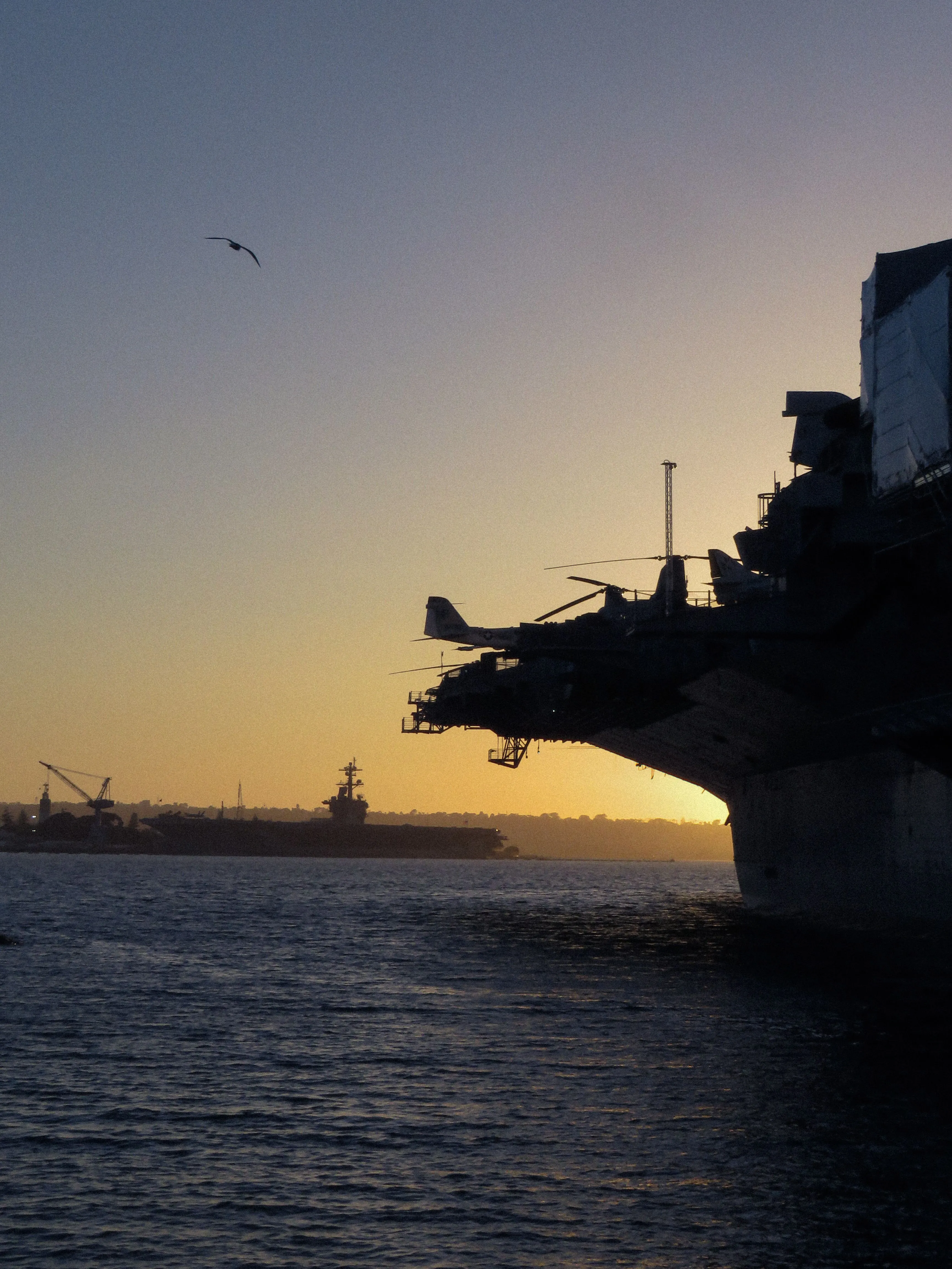 Aircraft Carriers in the Harbor at Sunset · Free