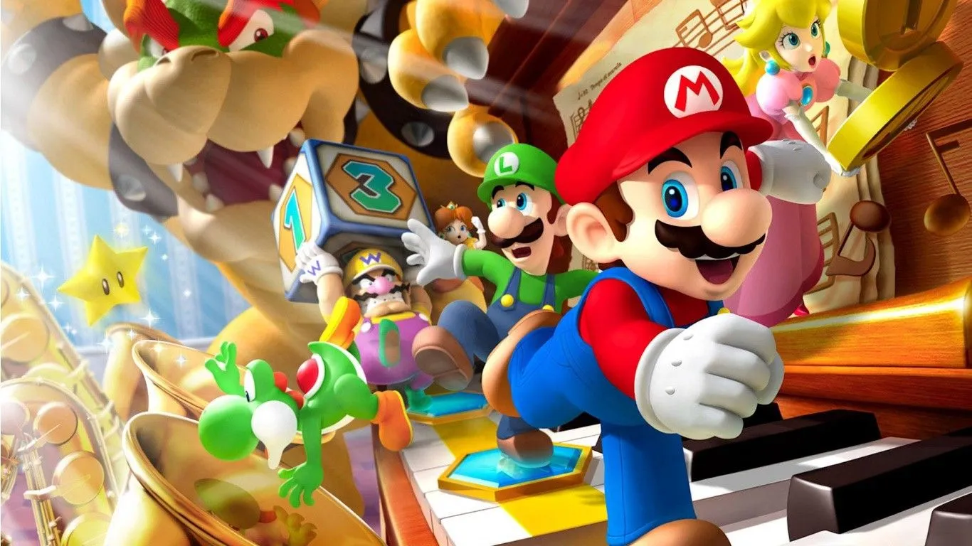 Characters in the game Super Mario Bros Desktop wallpaper 1024x600