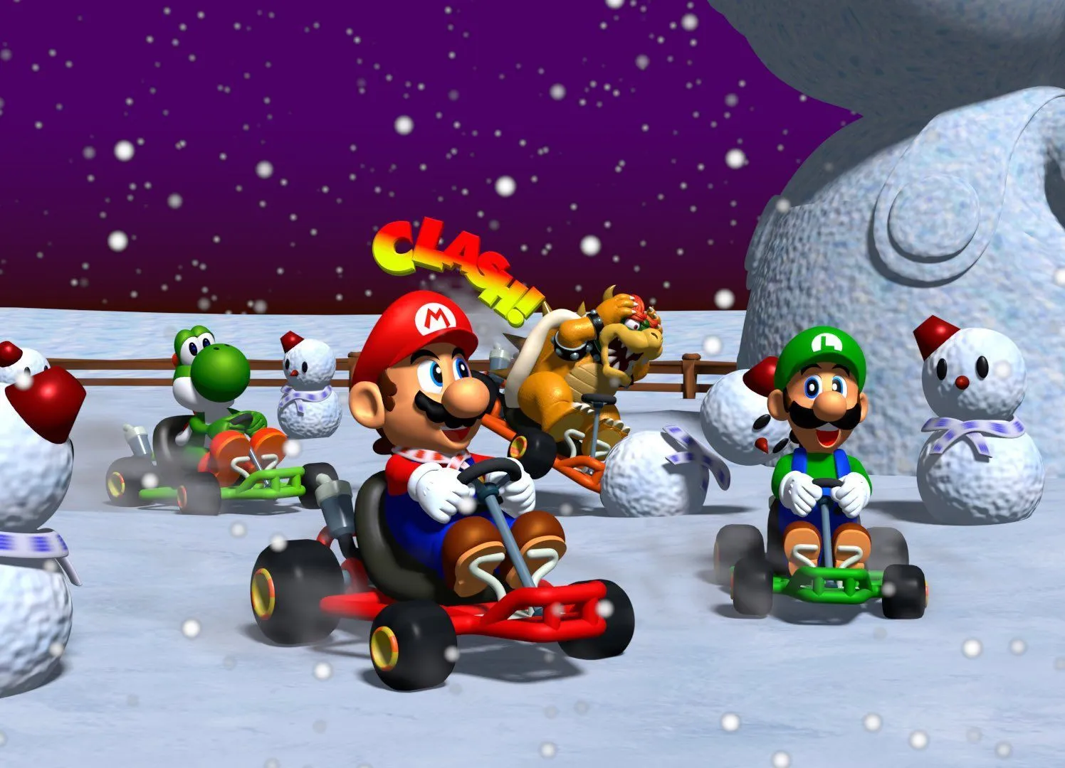 Winter mario wallpaper. Super mario christmas wallpaper, Super mario bros winter, Mario kart 64