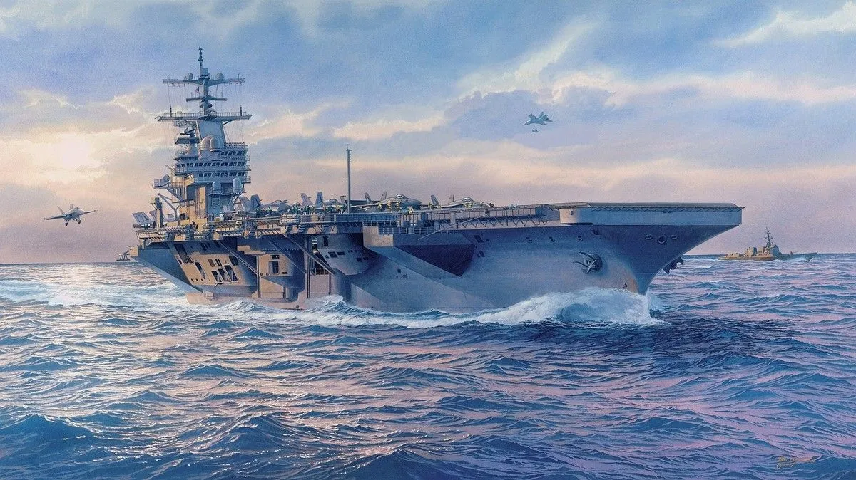 Anime Aircraft Carrier Ship Uss George H W Bush Gaming Mat Desk 1093