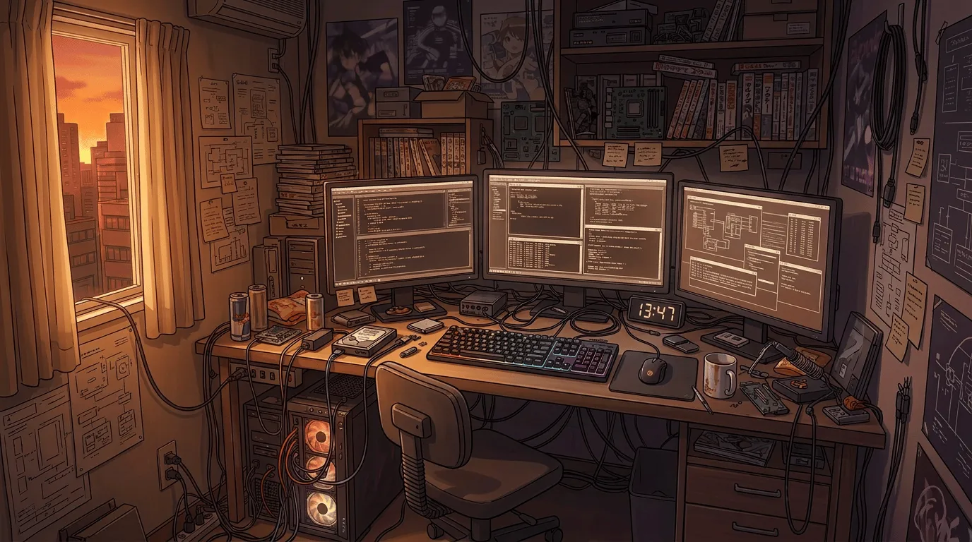Free Download】Room with a Computer Background Illustration (Landscape) Free for copainter users, with commercial use allowed at no cost