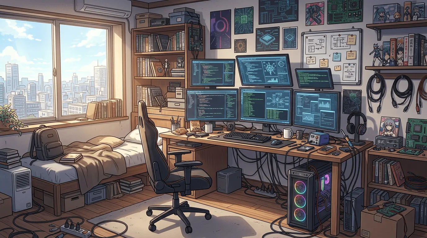 Free Download】Room with a Computer Background Illustration (Landscape) Free for copainter users, with commercial use allowed at no cost