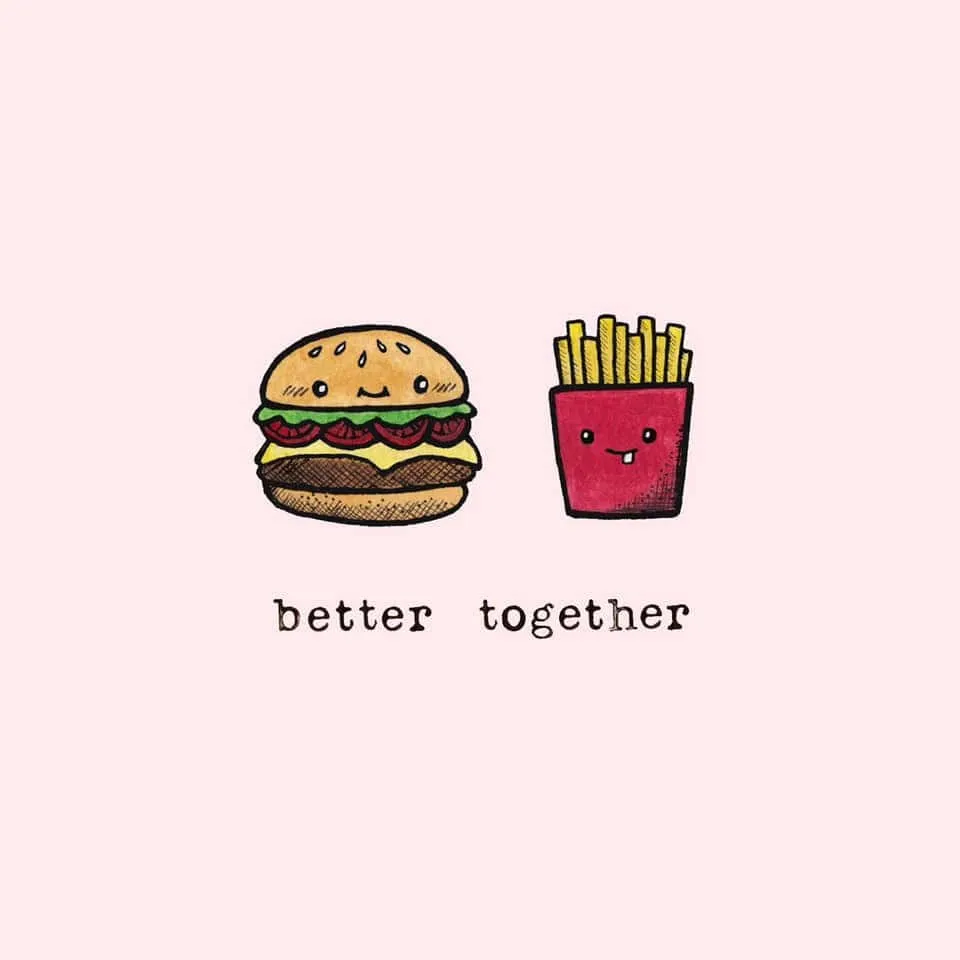 Download Fries And Burger Kawaii Best Friend Wallpaper