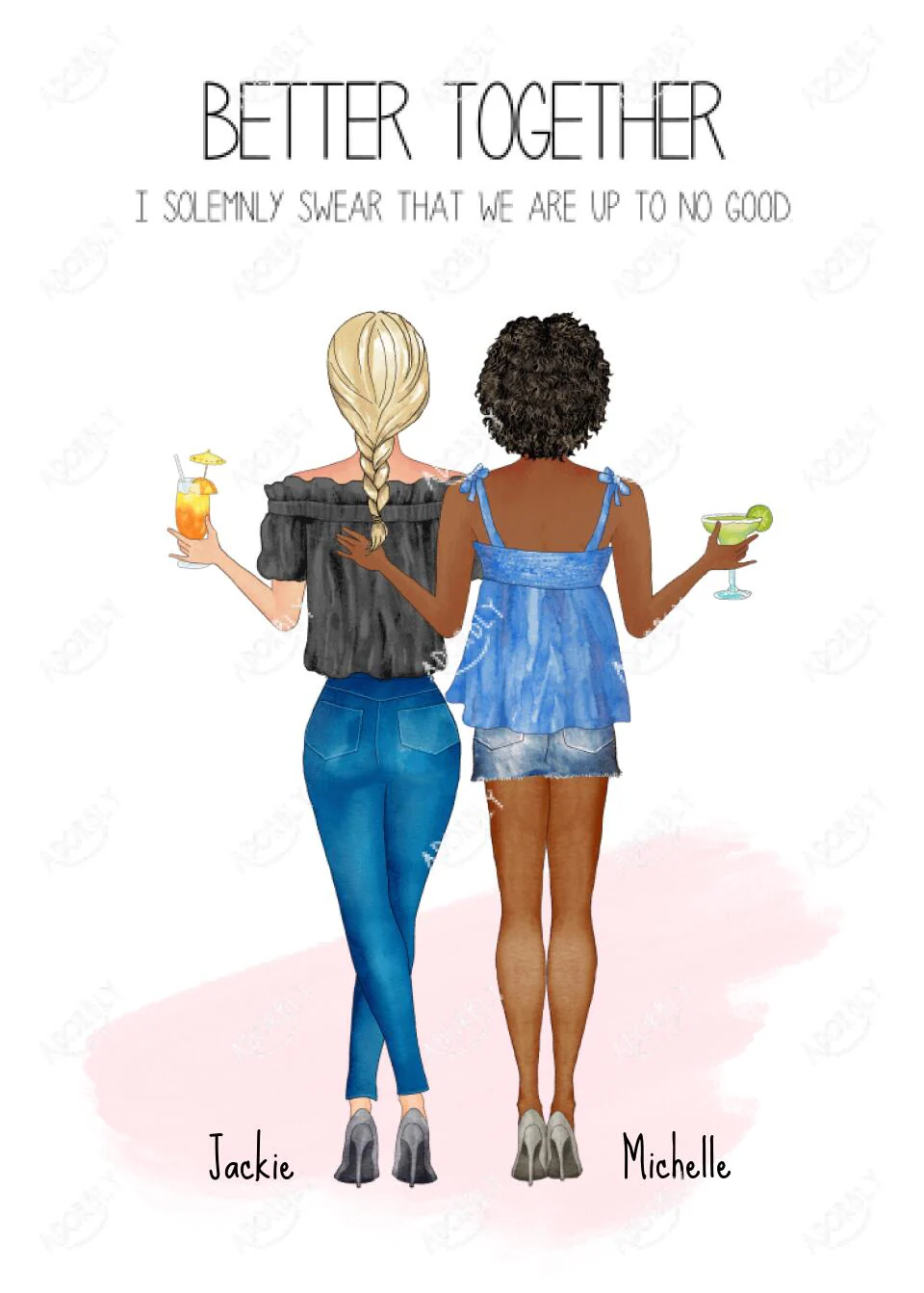 Better Togther Summer Girls Girlfriends Card & Refrigerator Magnet