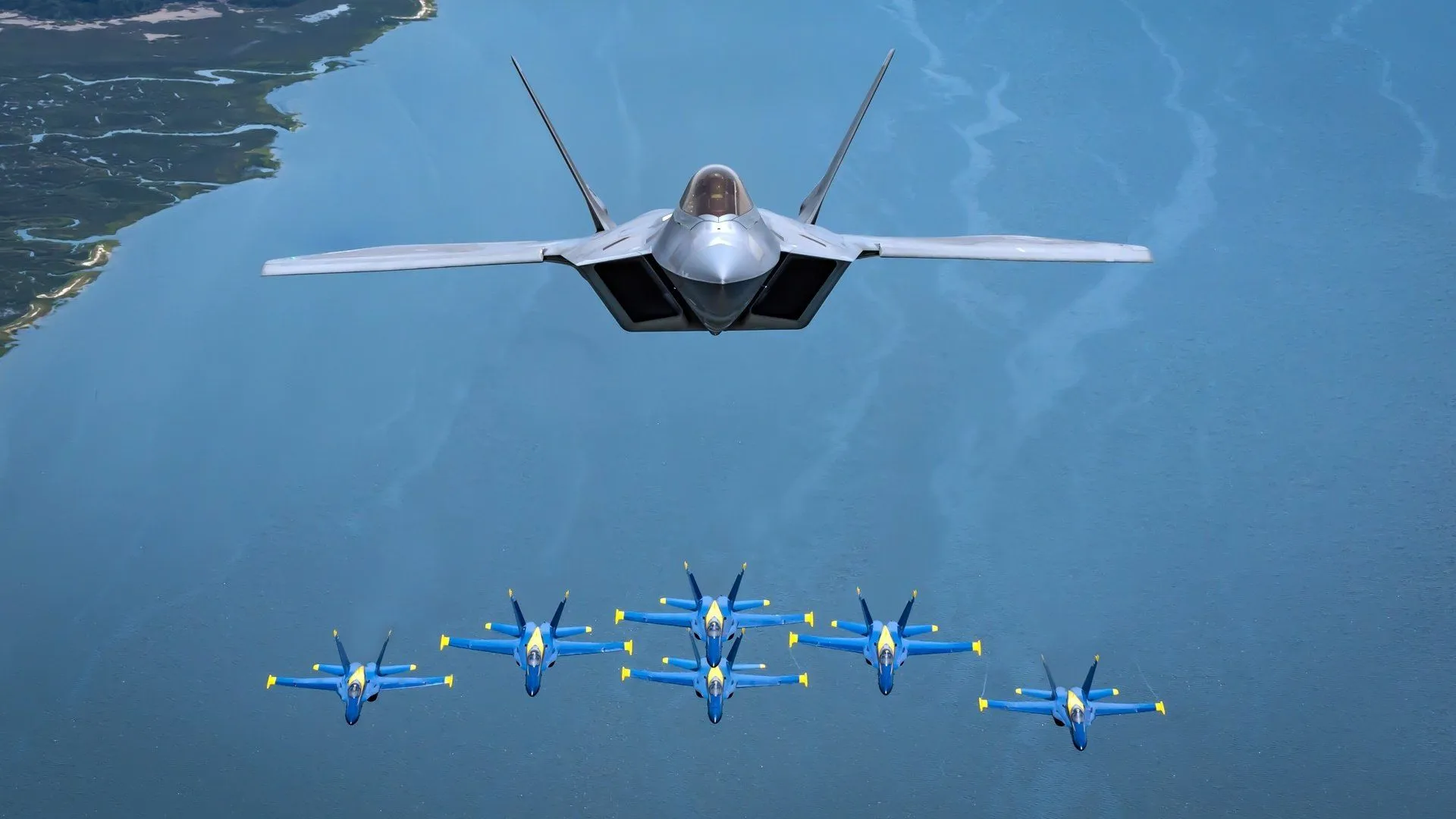 Download Blue Angels Warplane Aircraft Jet Fighter Military Lockheed Martin F 22 Raptor HD Wallpaperx1080