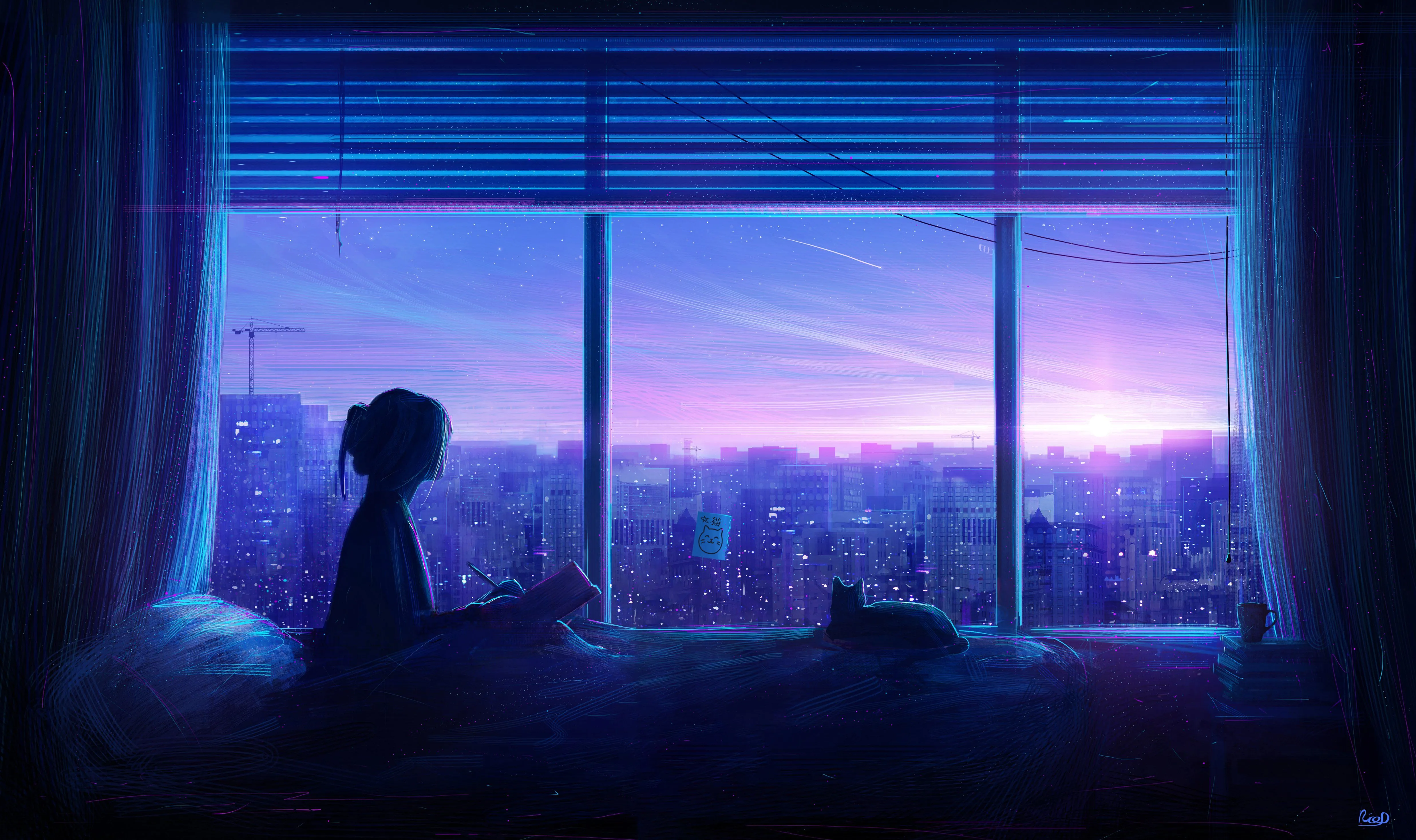 Wallpaper Alone Anime, Art, Anime, Window, Blue, Background Free Image