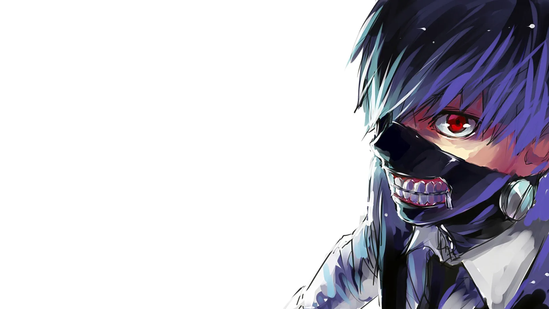 Wallpaper look, anime, mask, white background, anime, red eye, white shirt, Tokyo Ghoul for mobile and desktop, section сэйнэн, resolution 1920x1080