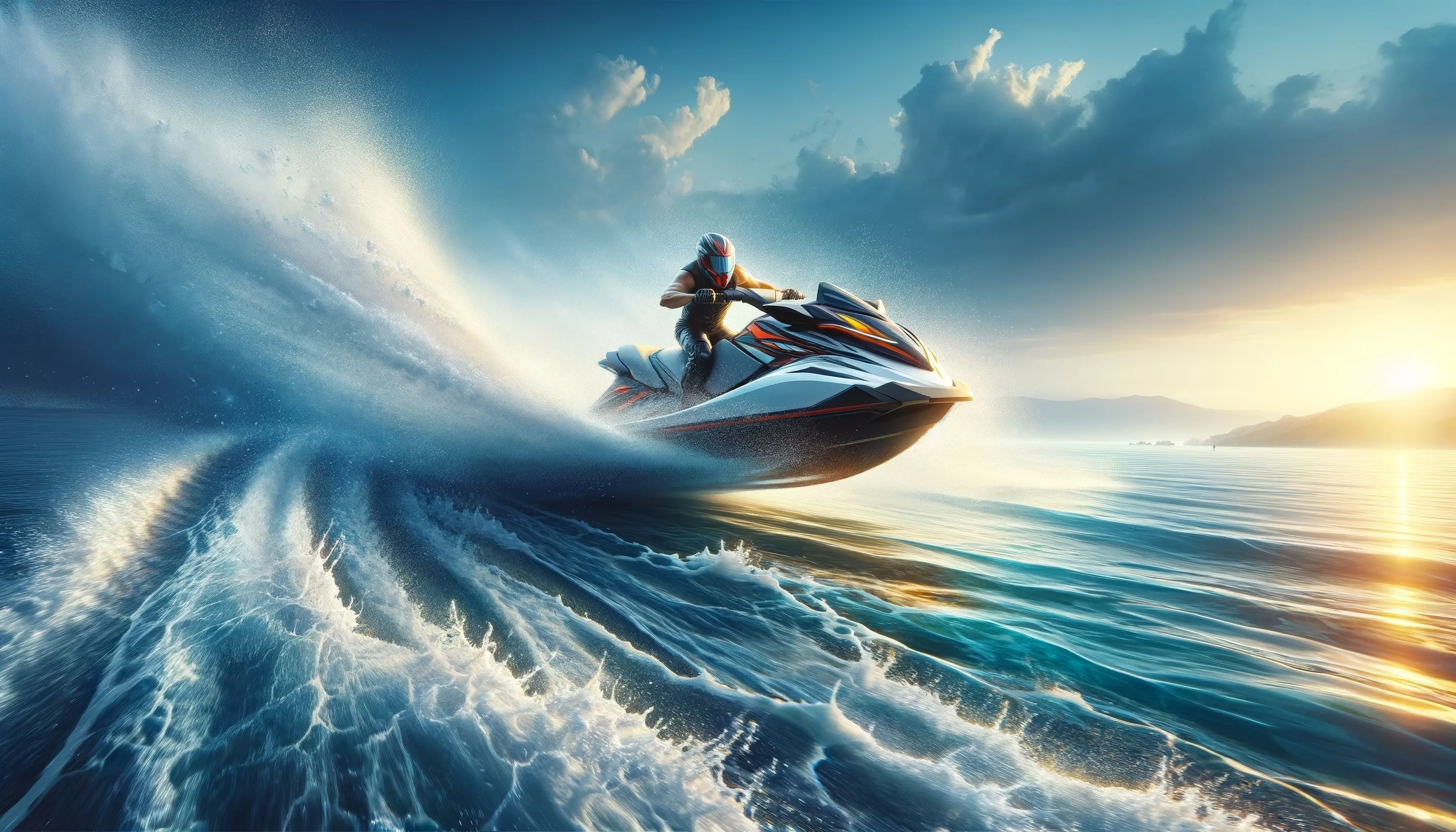 Sunset Ocean Jet Ski Adventure HD Wallpaper