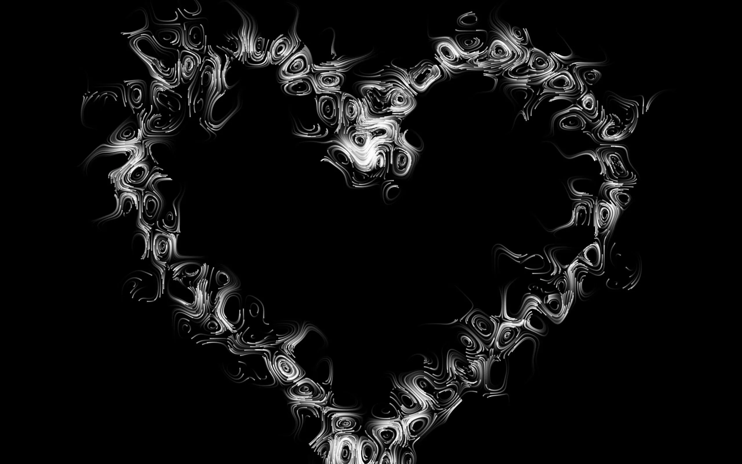 Download wallpaper 2560x1600 heart, circles, stains, black widescreen 16:10 HD background