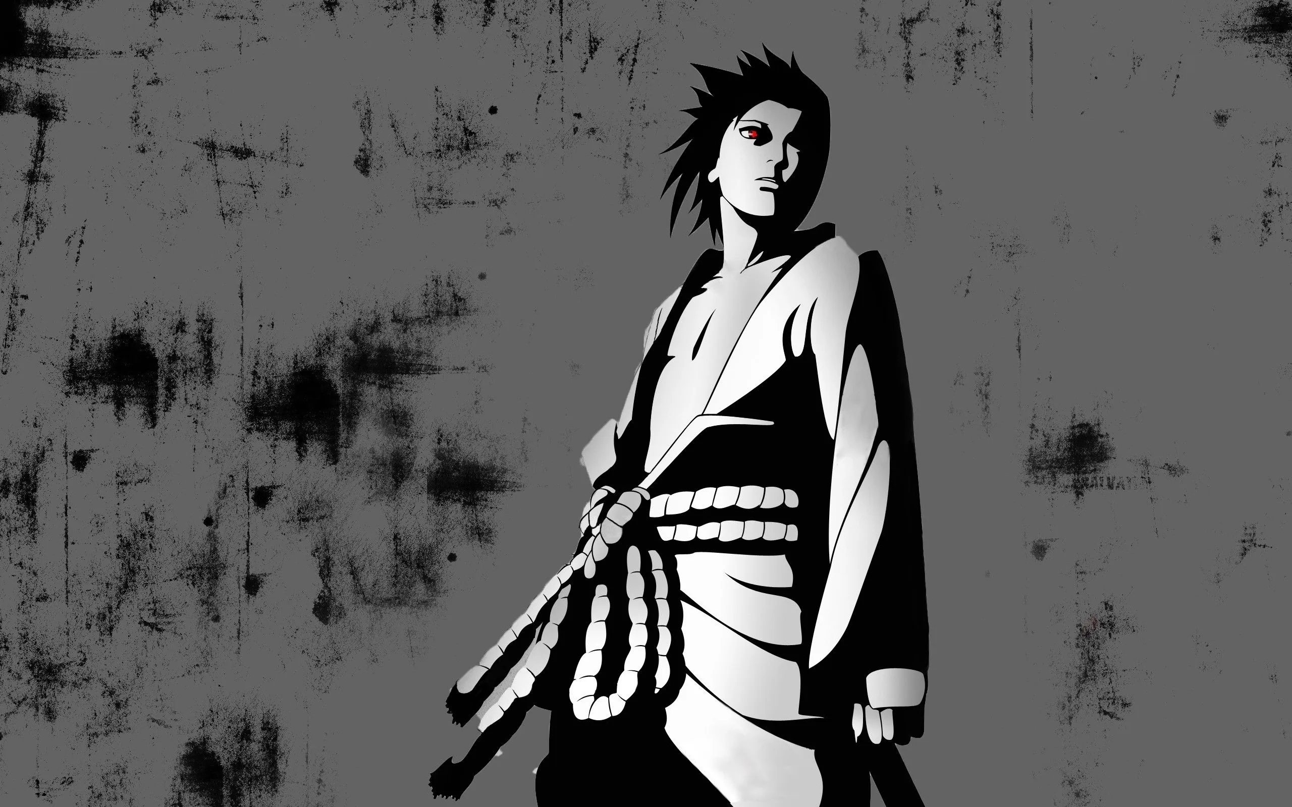 Download Black and White Art Sasuke, Black, White, Art, Sasuke Wallpaper in 2560x1600 Resolution
